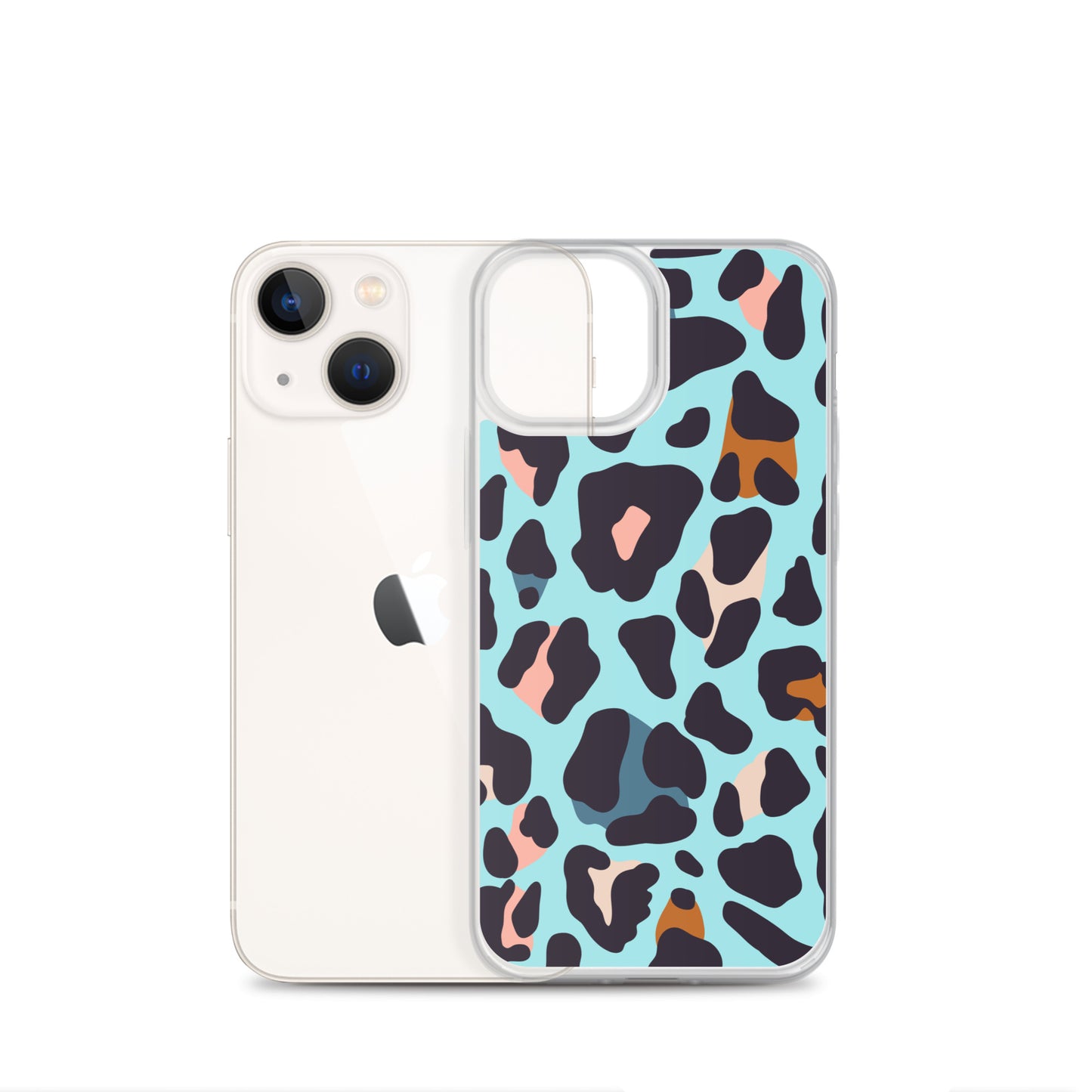 Abstract iPhone case blue leopard print