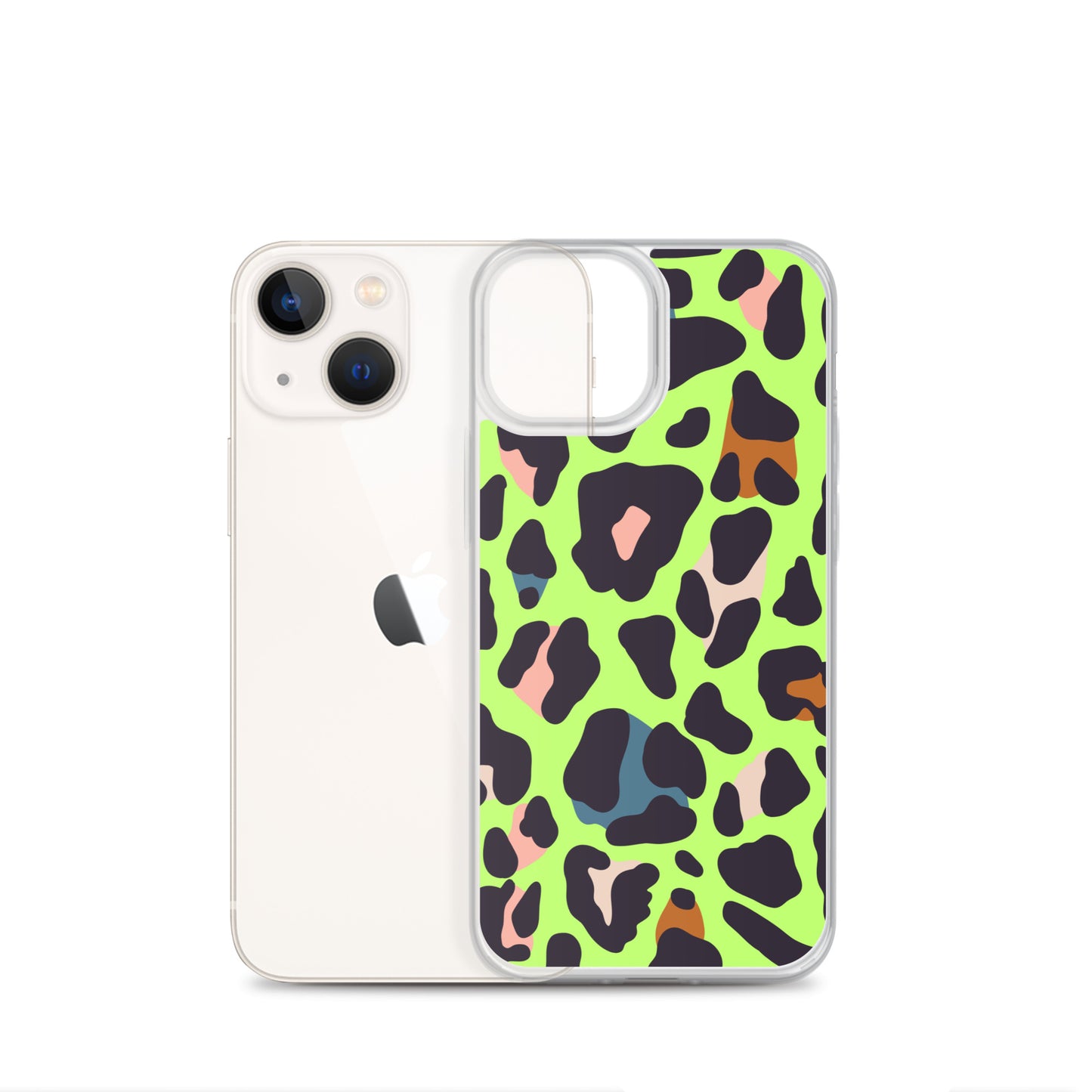 Abstract iPhone case lime leopard print