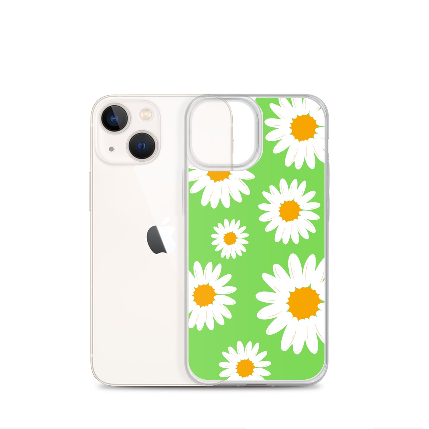 Abstract iPhone case daisies on a green BG