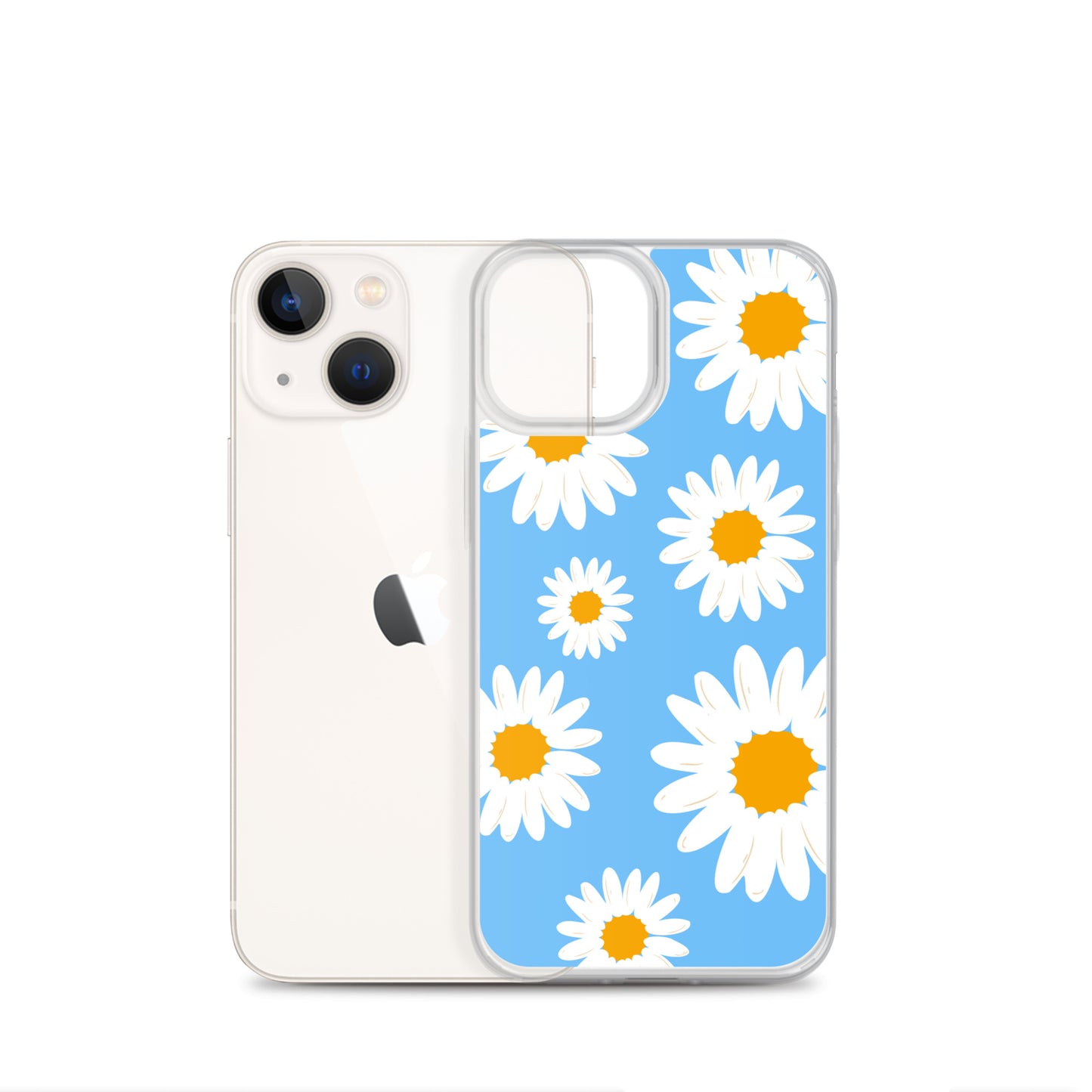 Abstract iPhone case Daisies on skyblue BG