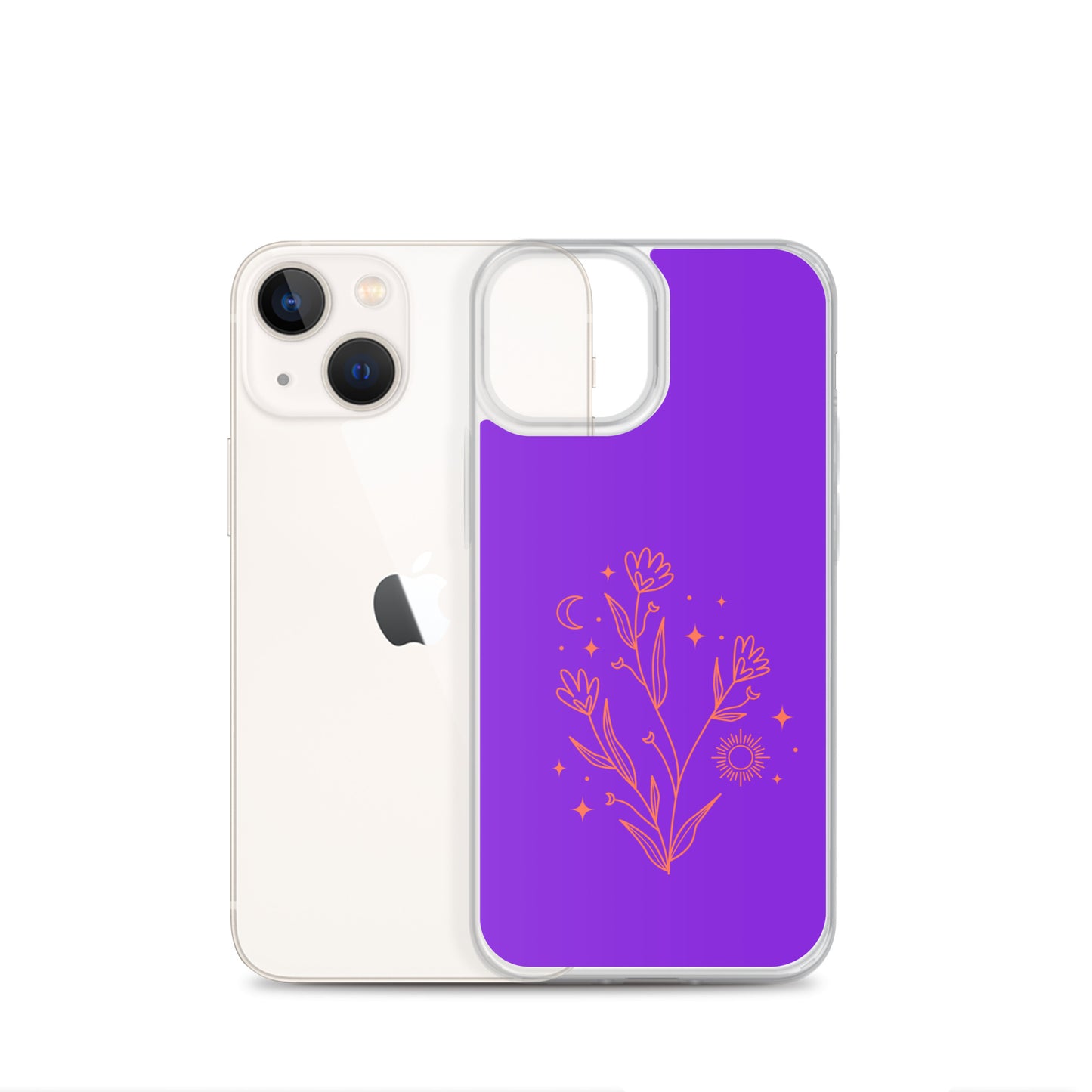 Abstract iPhone case red flowers on purple BG