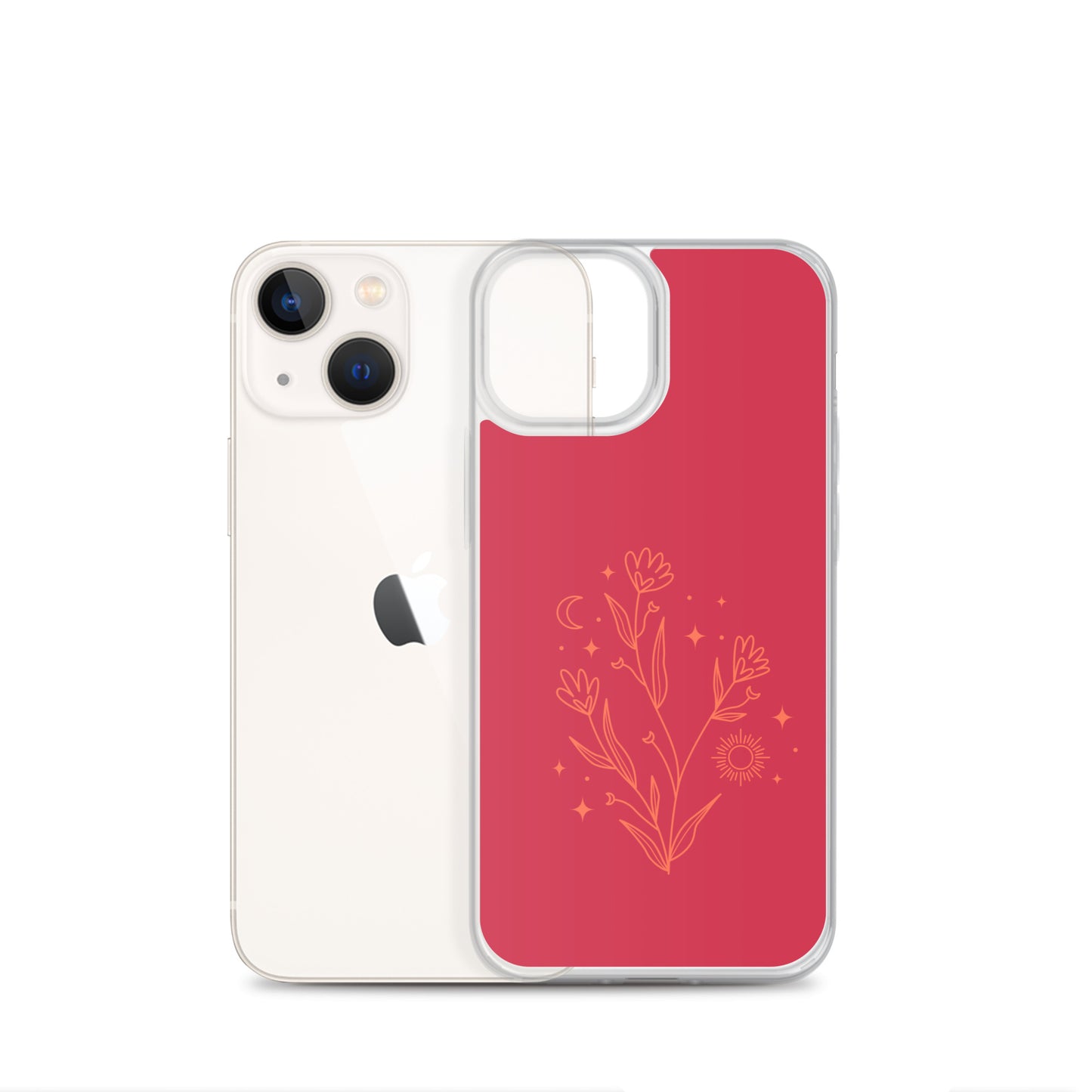 Abstract iPhone case flowers on red BG