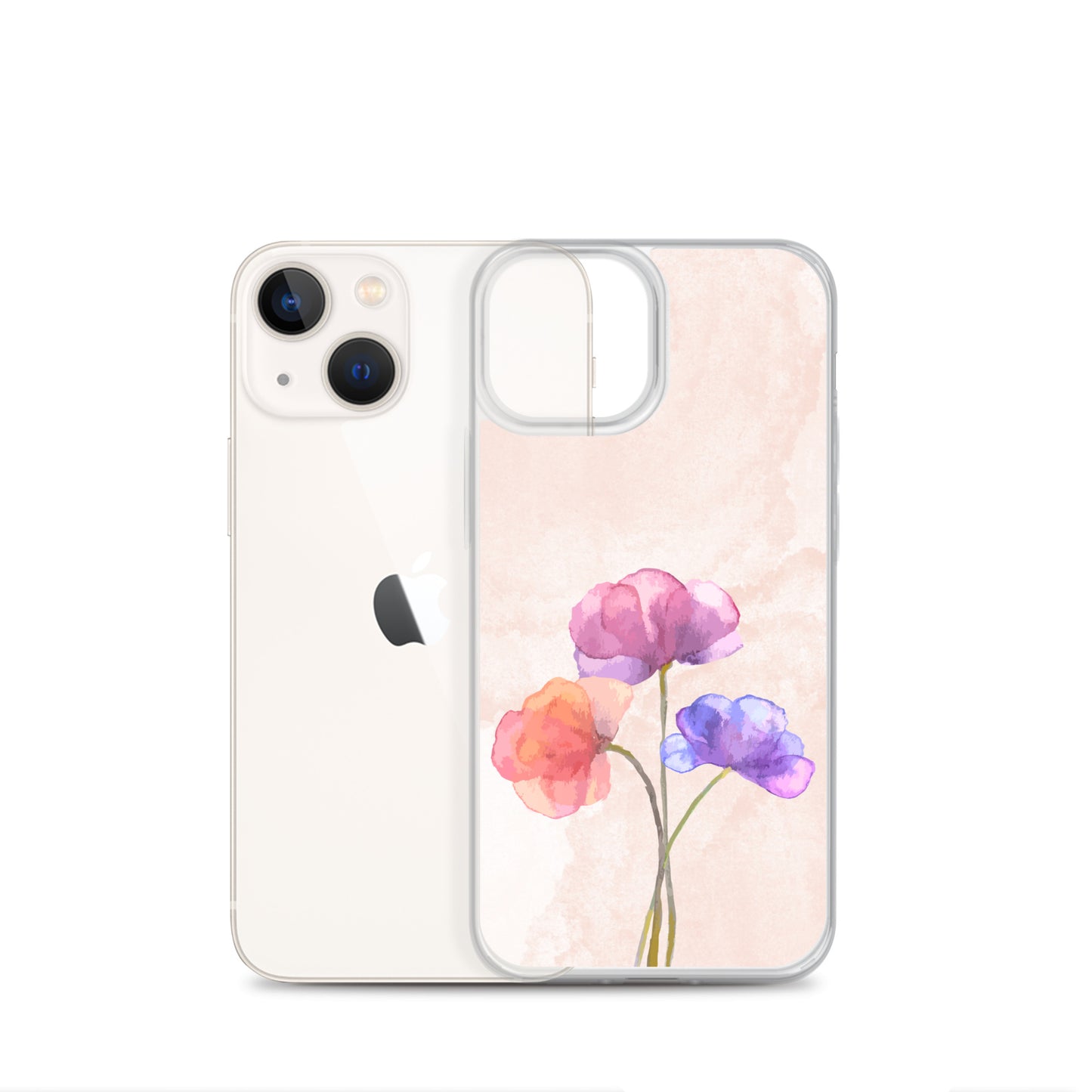 Abstract iPhone case 3 flowers on pink Bg