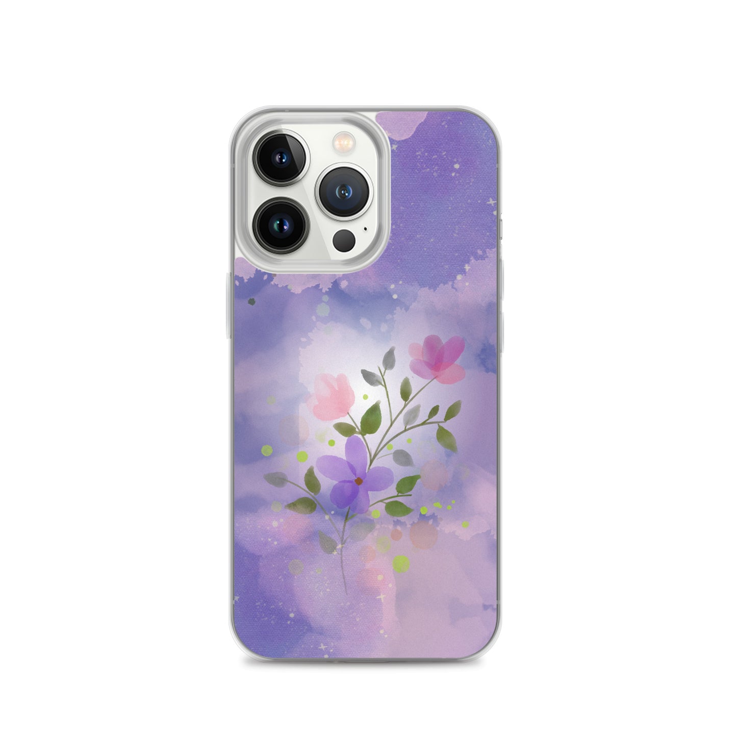 Abstract iPhone case flowers on a lilac Bg