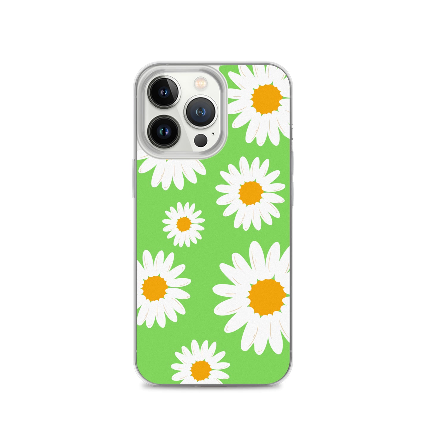 Abstract iPhone case daisies on a green BG