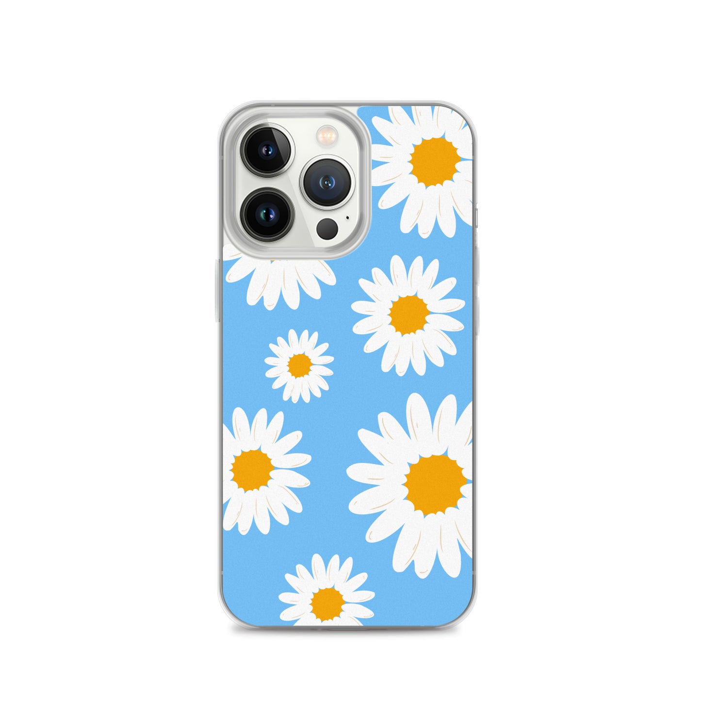 Abstract iPhone case Daisies on skyblue BG