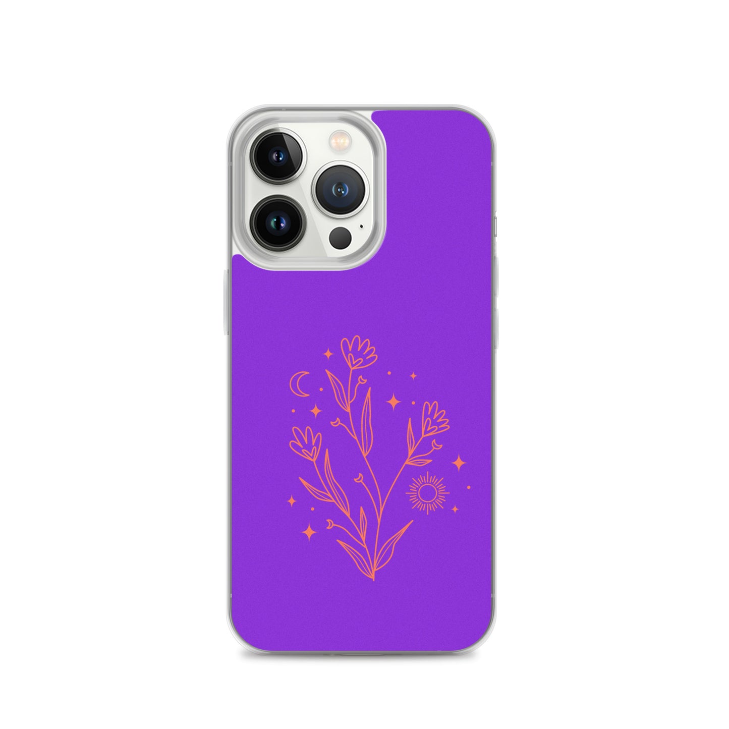 Abstract iPhone case red flowers on purple BG