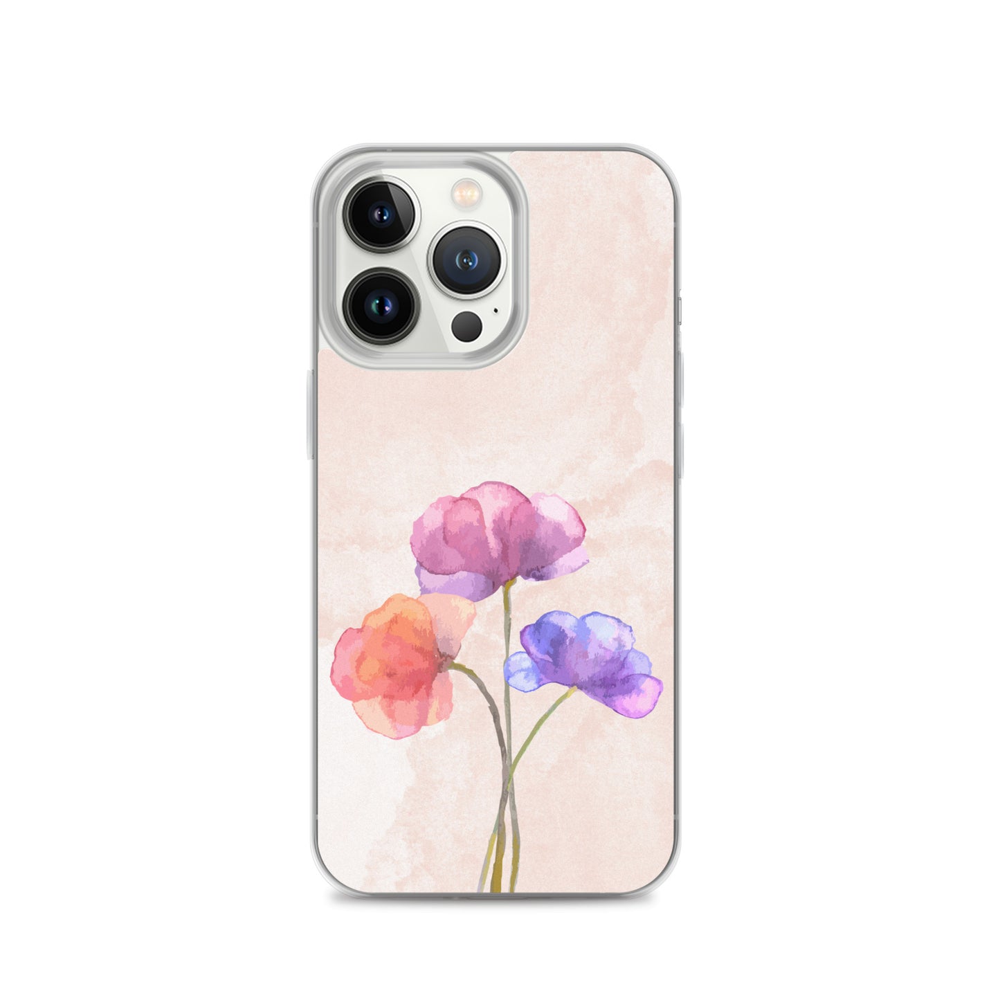 Abstract iPhone case 3 flowers on pink Bg