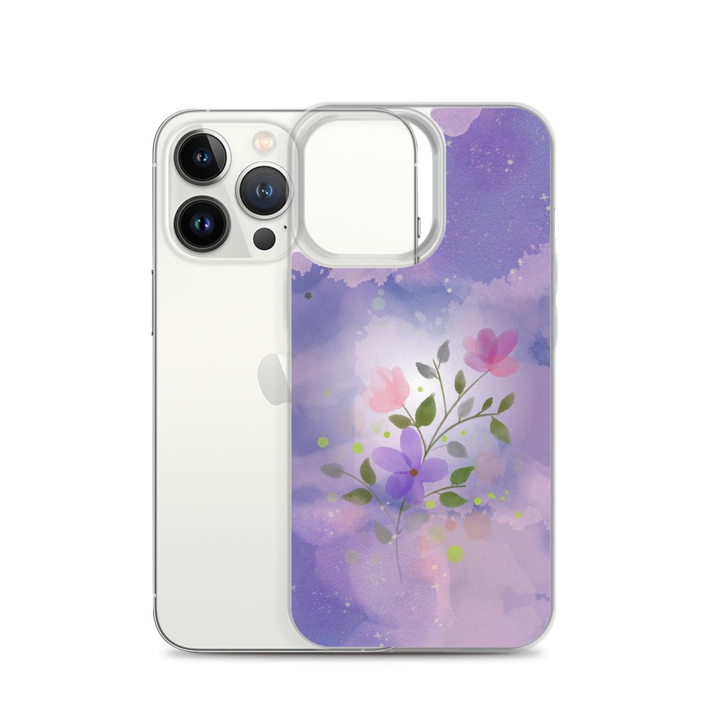 Abstract iPhone case flowers on a lilac Bg