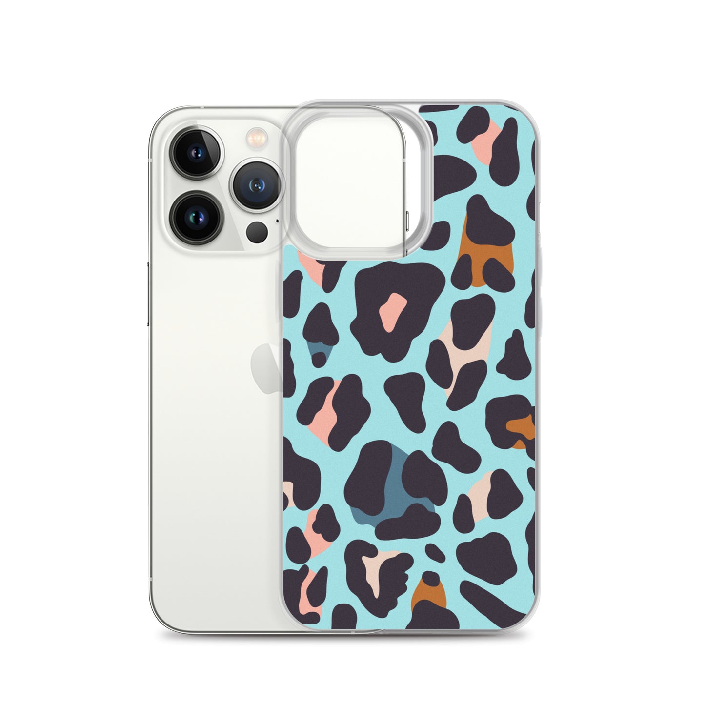 Abstract iPhone case blue leopard print