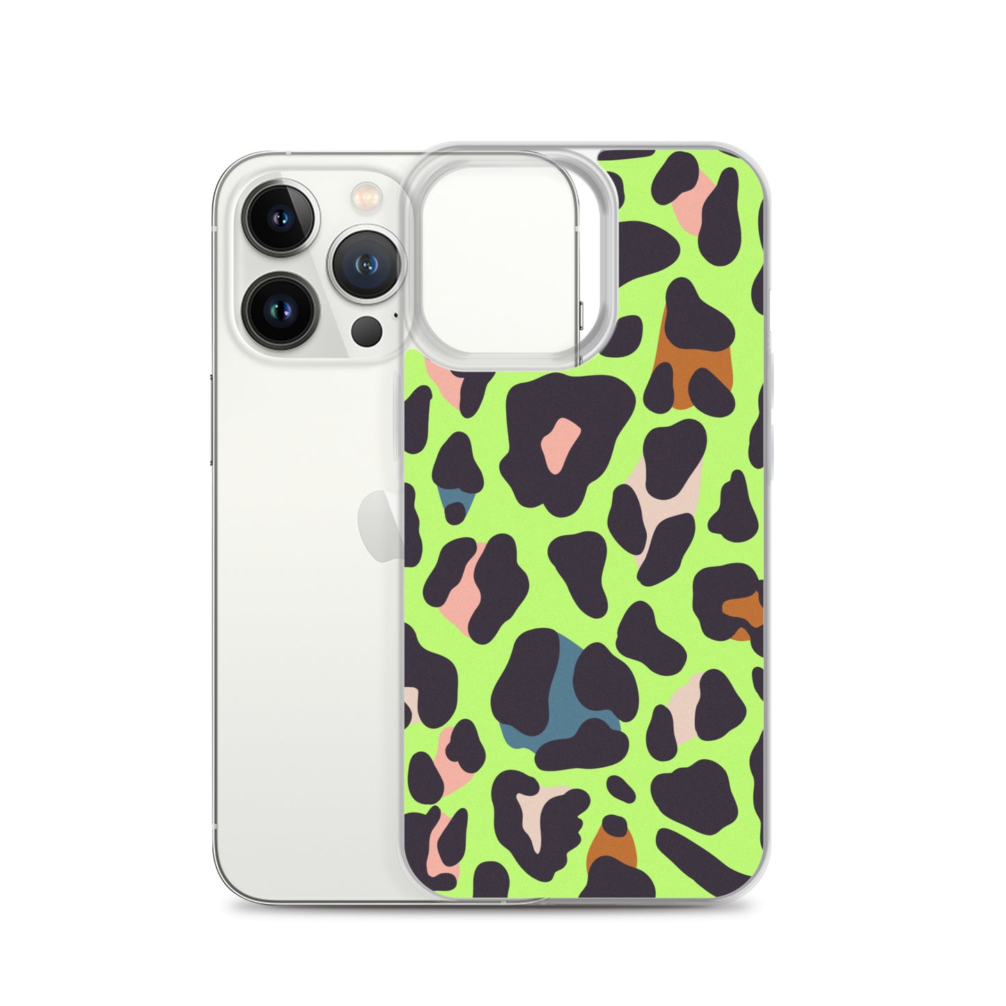 Abstract iPhone case lime leopard print