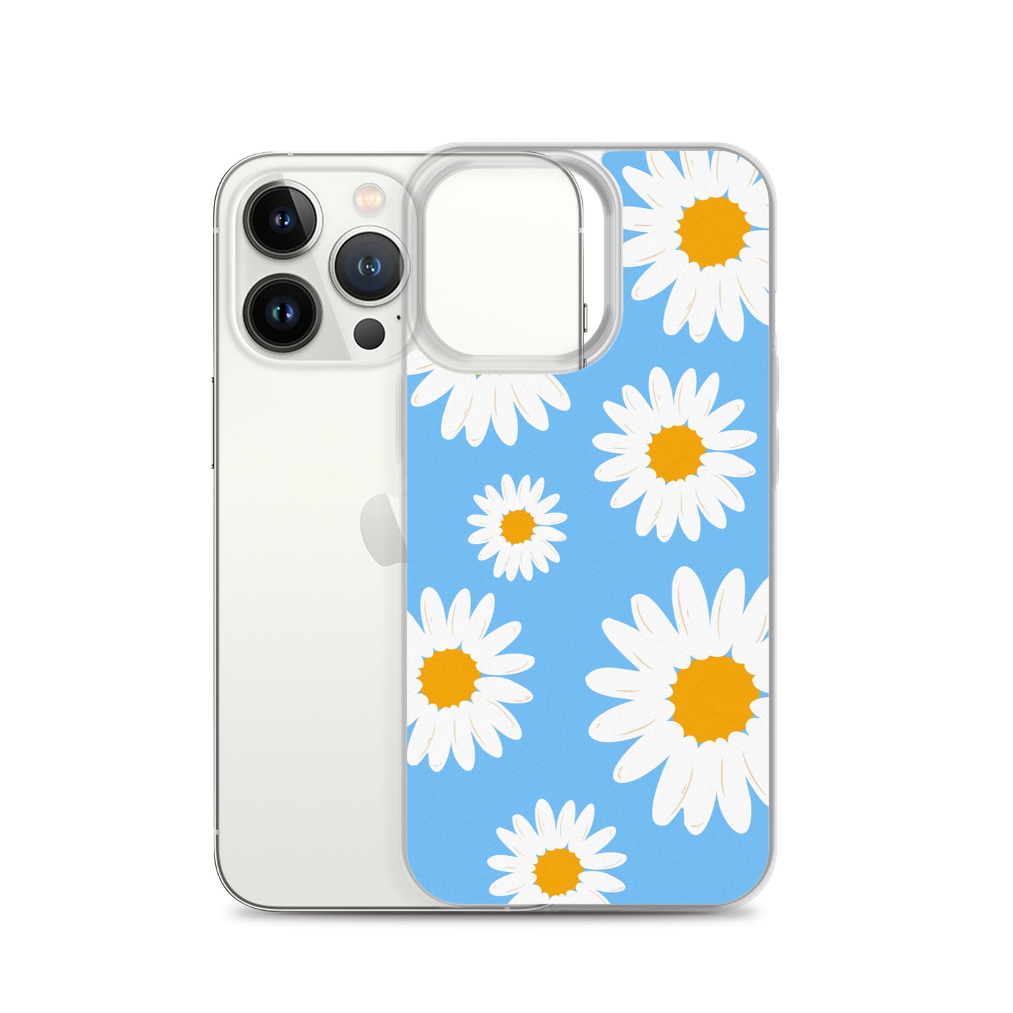 Abstract iPhone case Daisies on skyblue BG