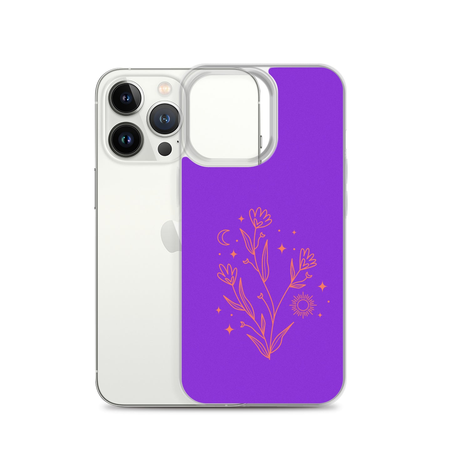 Abstract iPhone case red flowers on purple BG