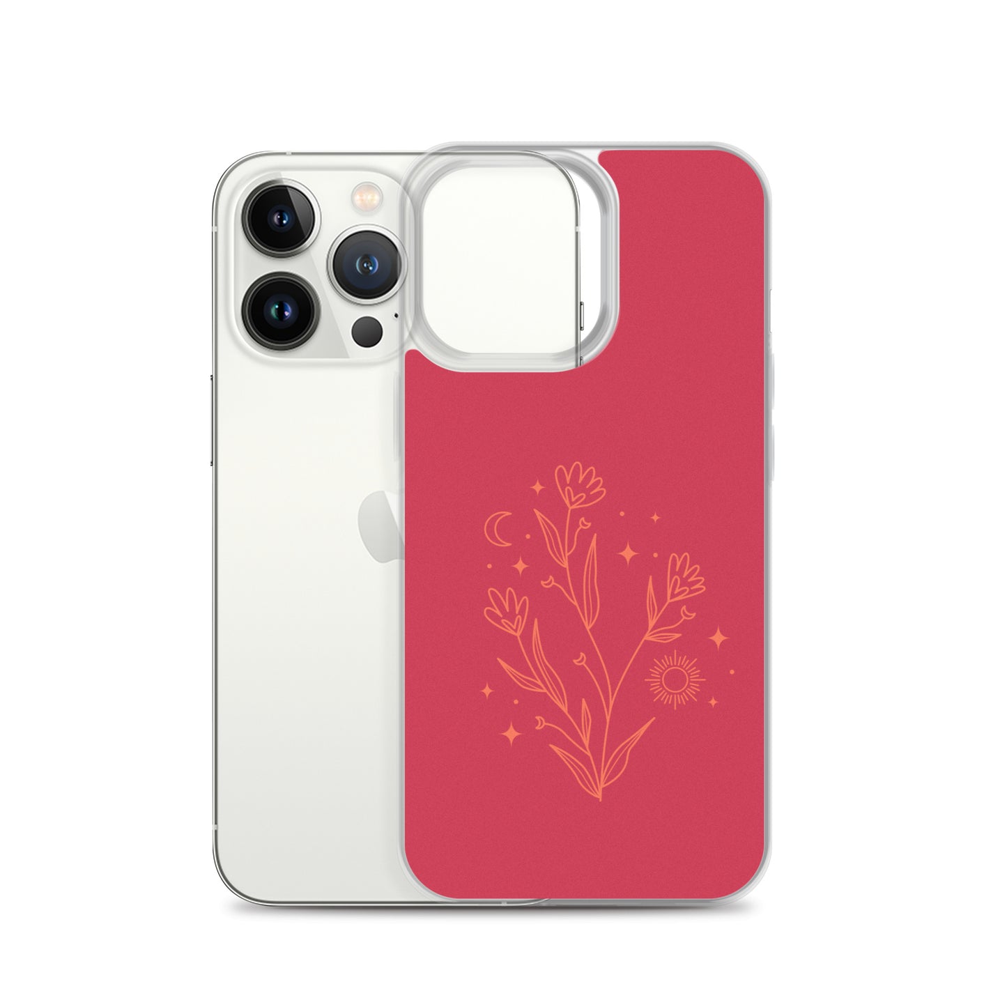 Abstract iPhone case flowers on red BG