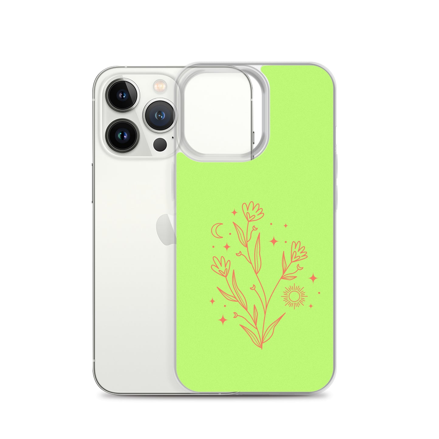 Abstract iPhone case flowers on light green BG