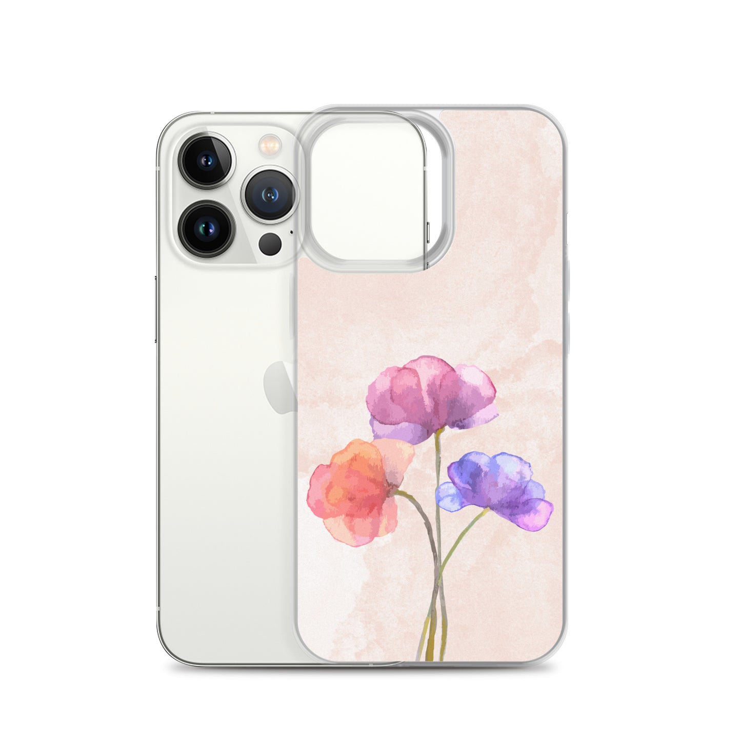 Abstract iPhone case 3 flowers on pink Bg