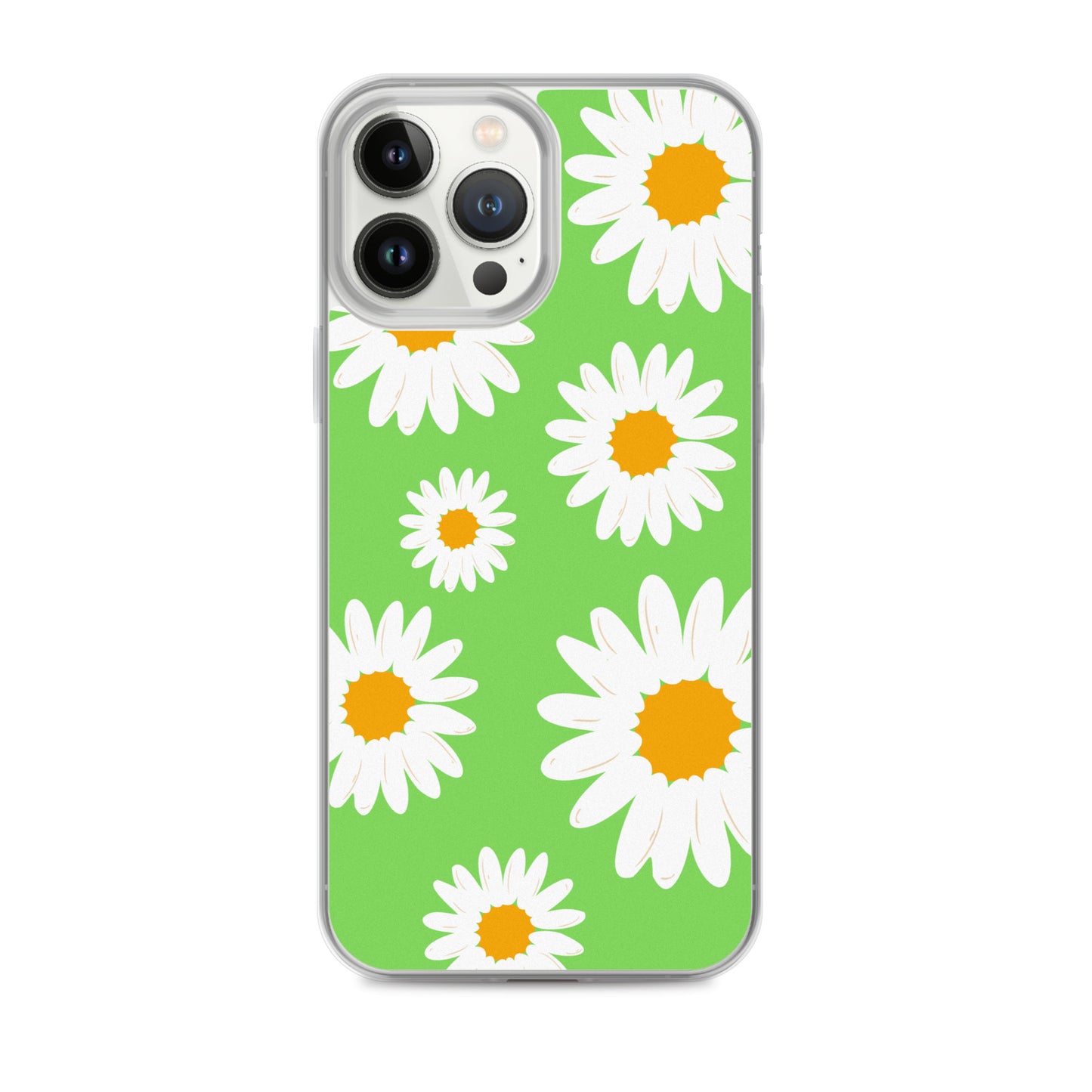 Abstract iPhone case daisies on a green BG