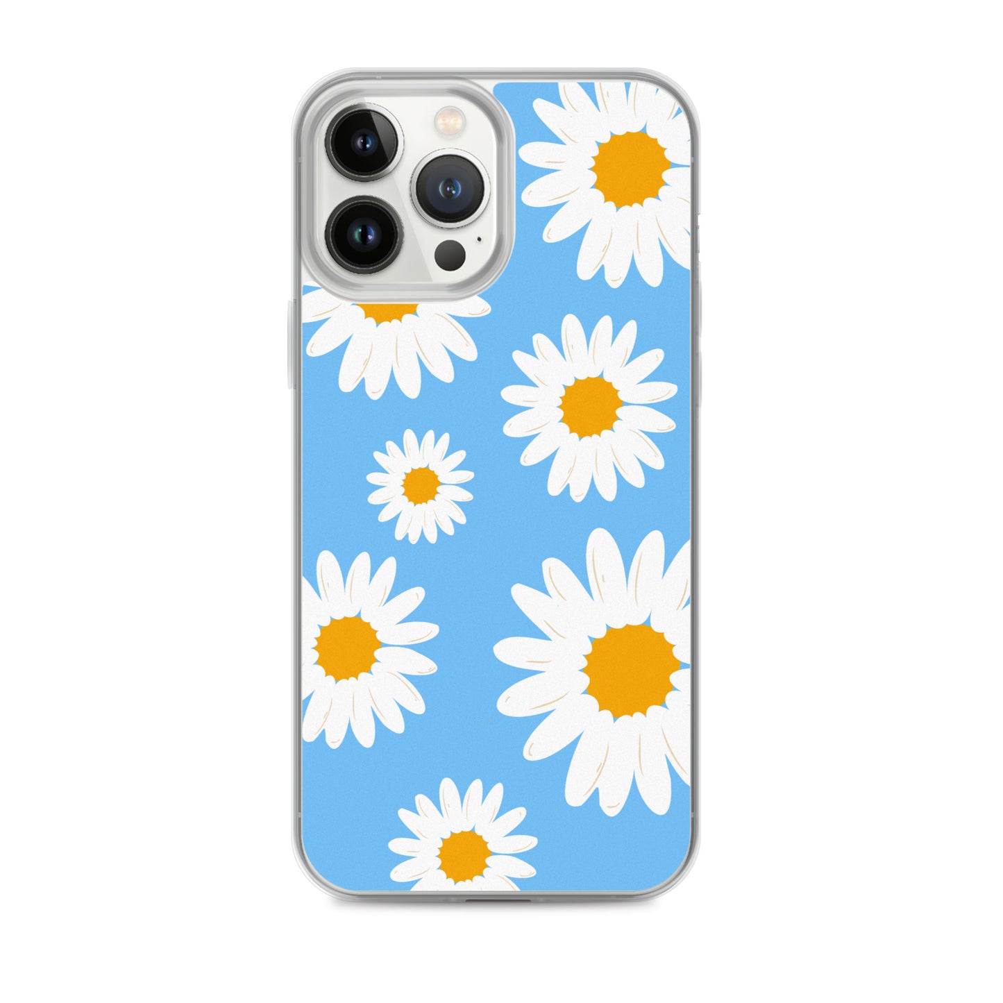 Abstract iPhone case Daisies on skyblue BG