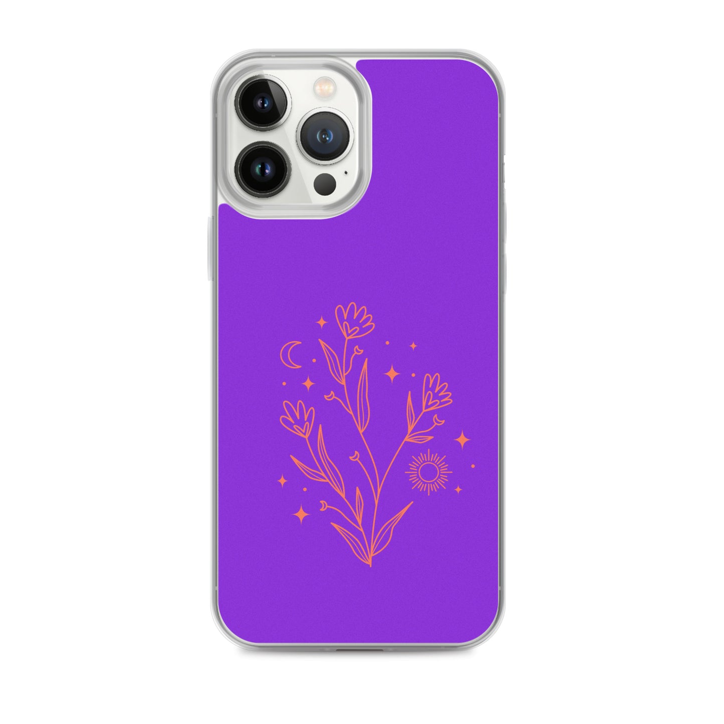 Abstract iPhone case red flowers on purple BG