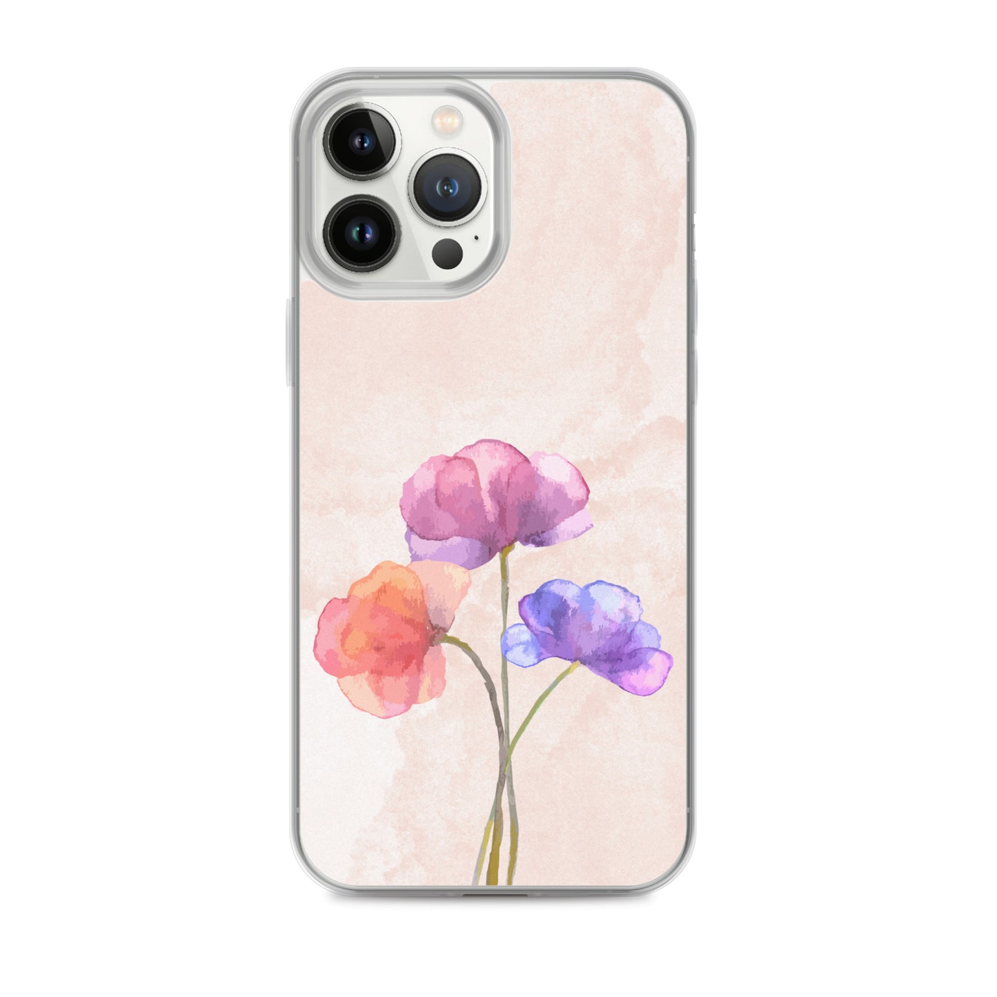 Abstract iPhone case 3 flowers on pink Bg