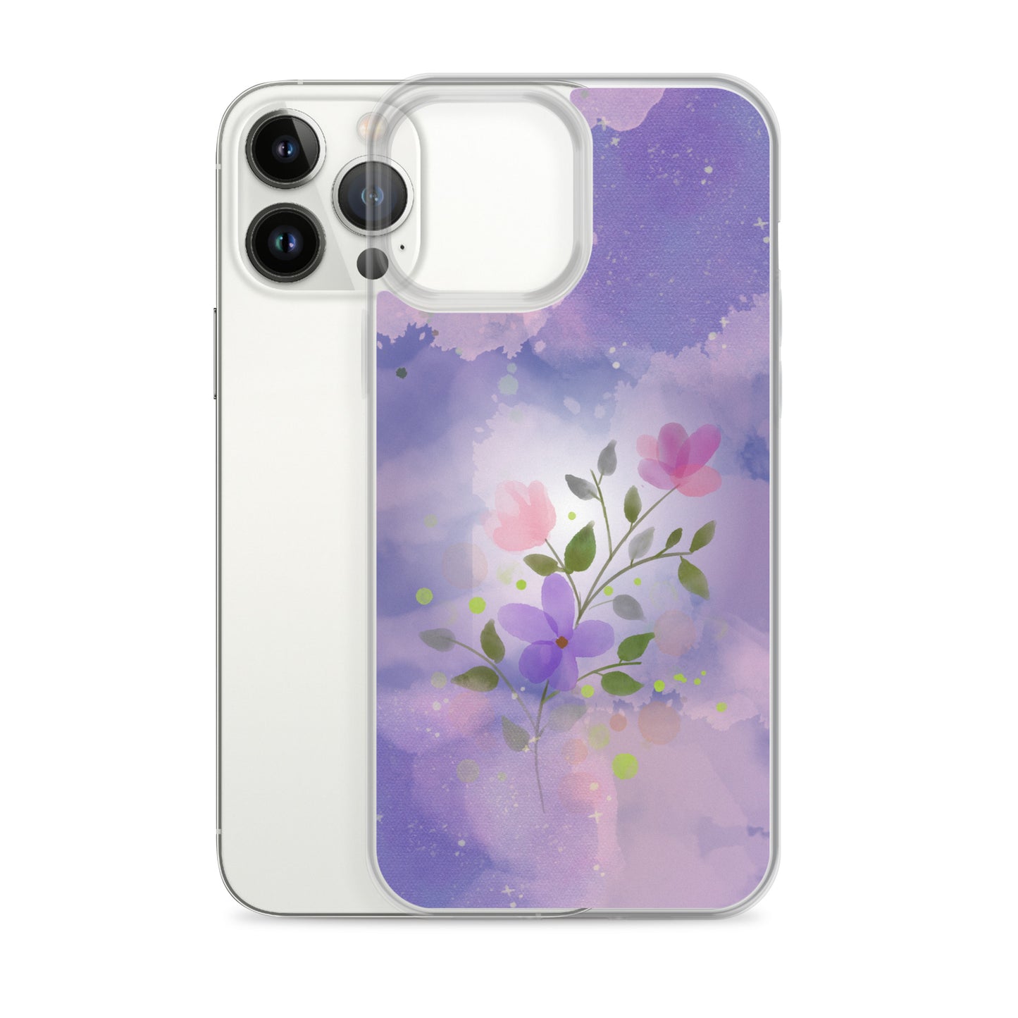 Abstract iPhone case flowers on a lilac Bg