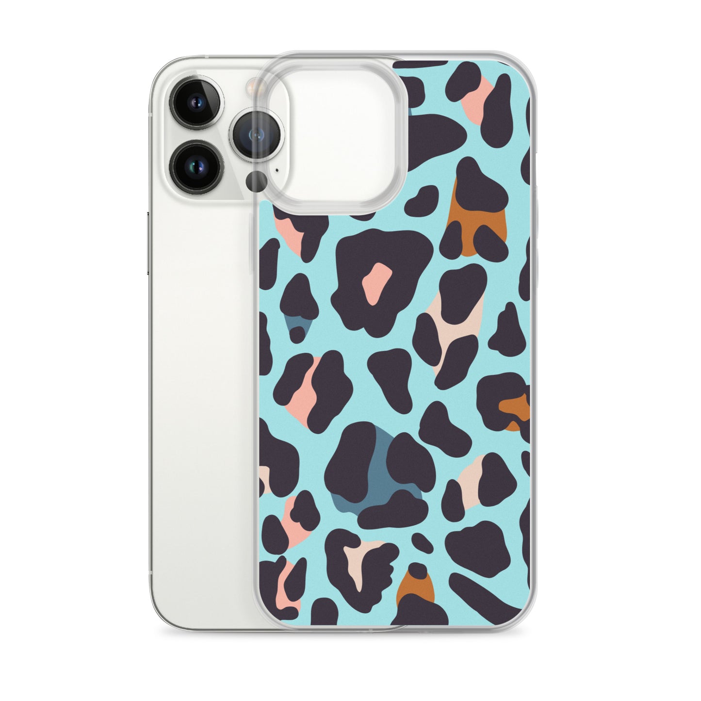 Abstract iPhone case blue leopard print