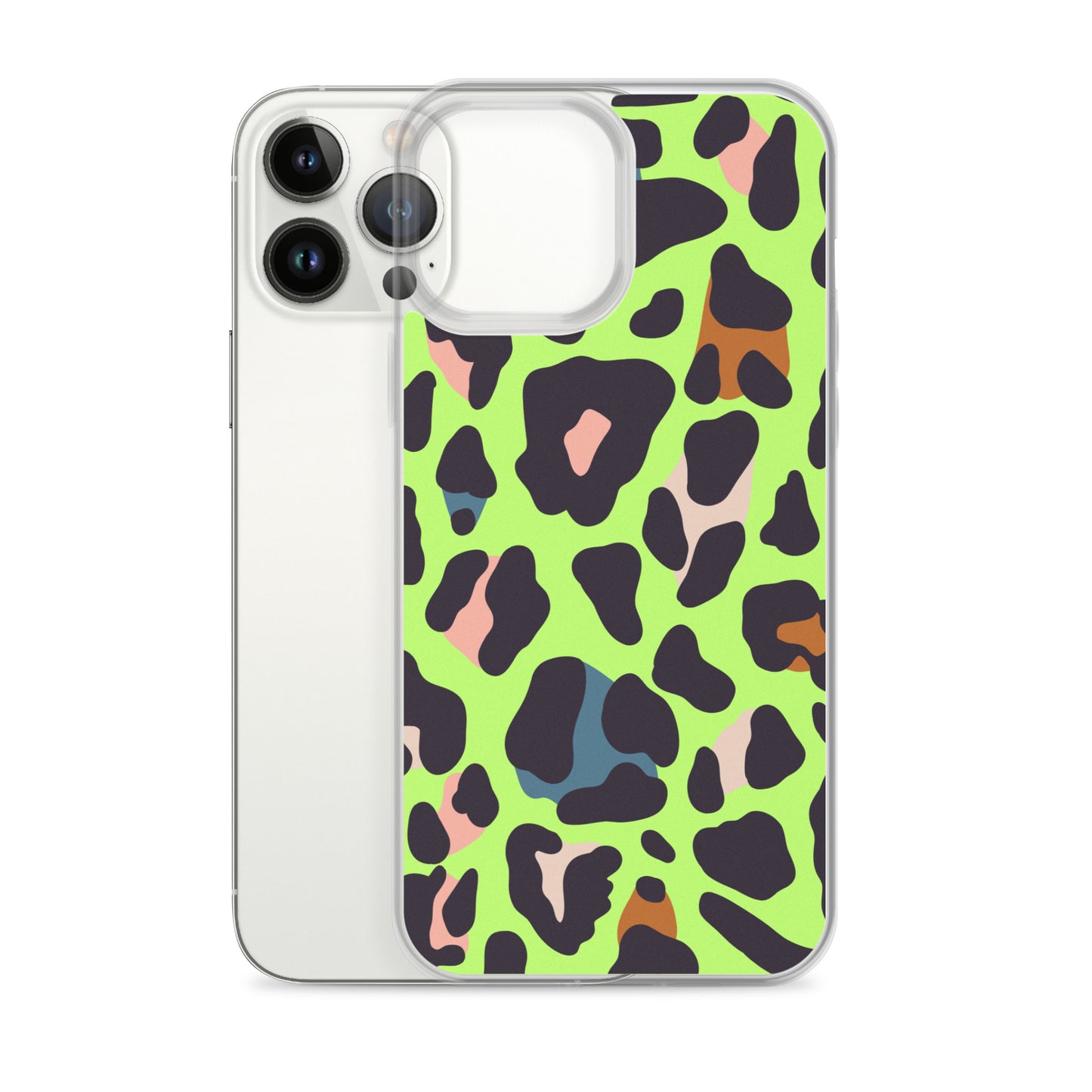 Abstract iPhone case lime leopard print