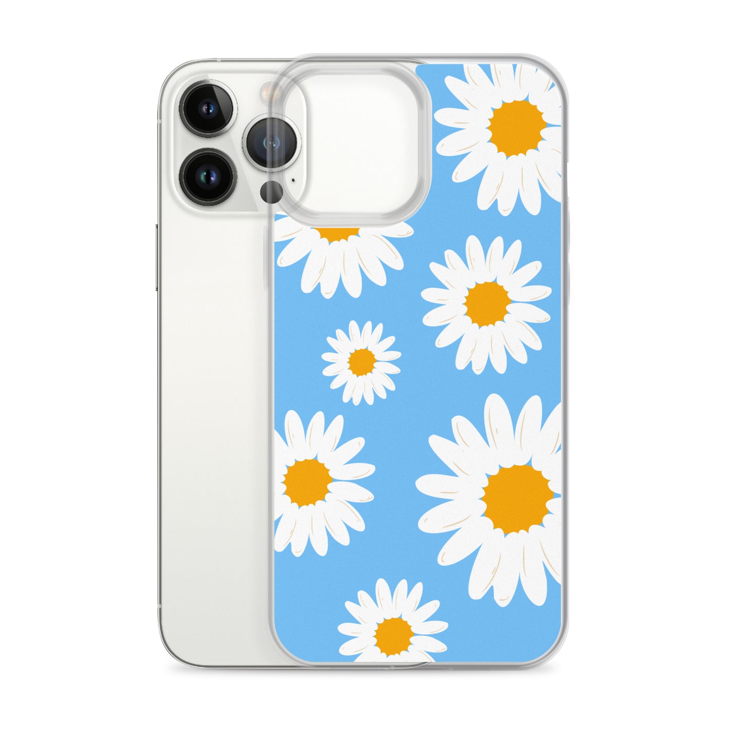 Abstract iPhone case Daisies on skyblue BG