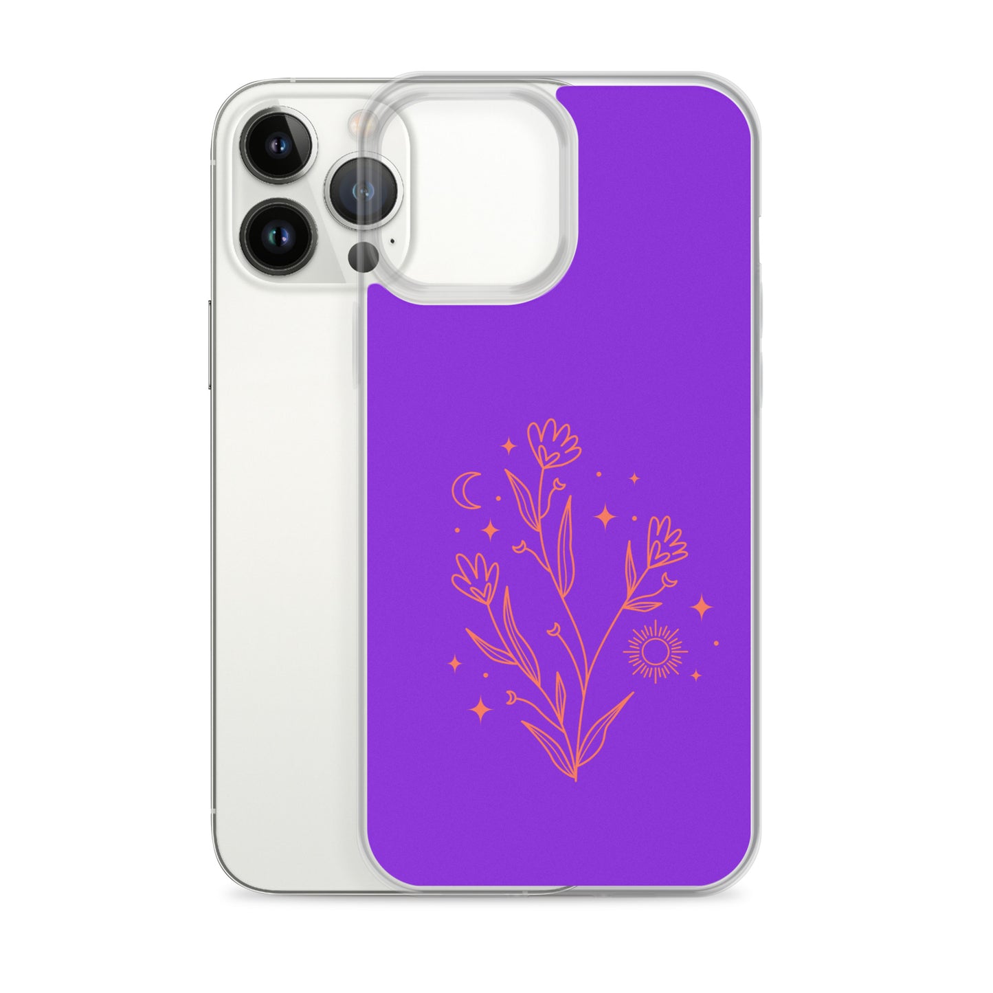 Abstract iPhone case red flowers on purple BG