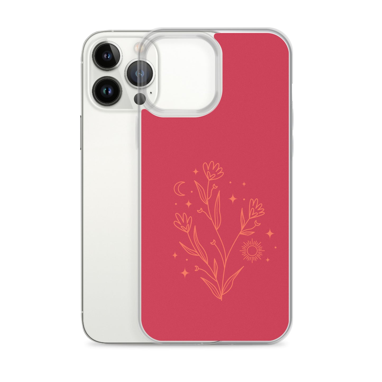 Abstract iPhone case flowers on red BG