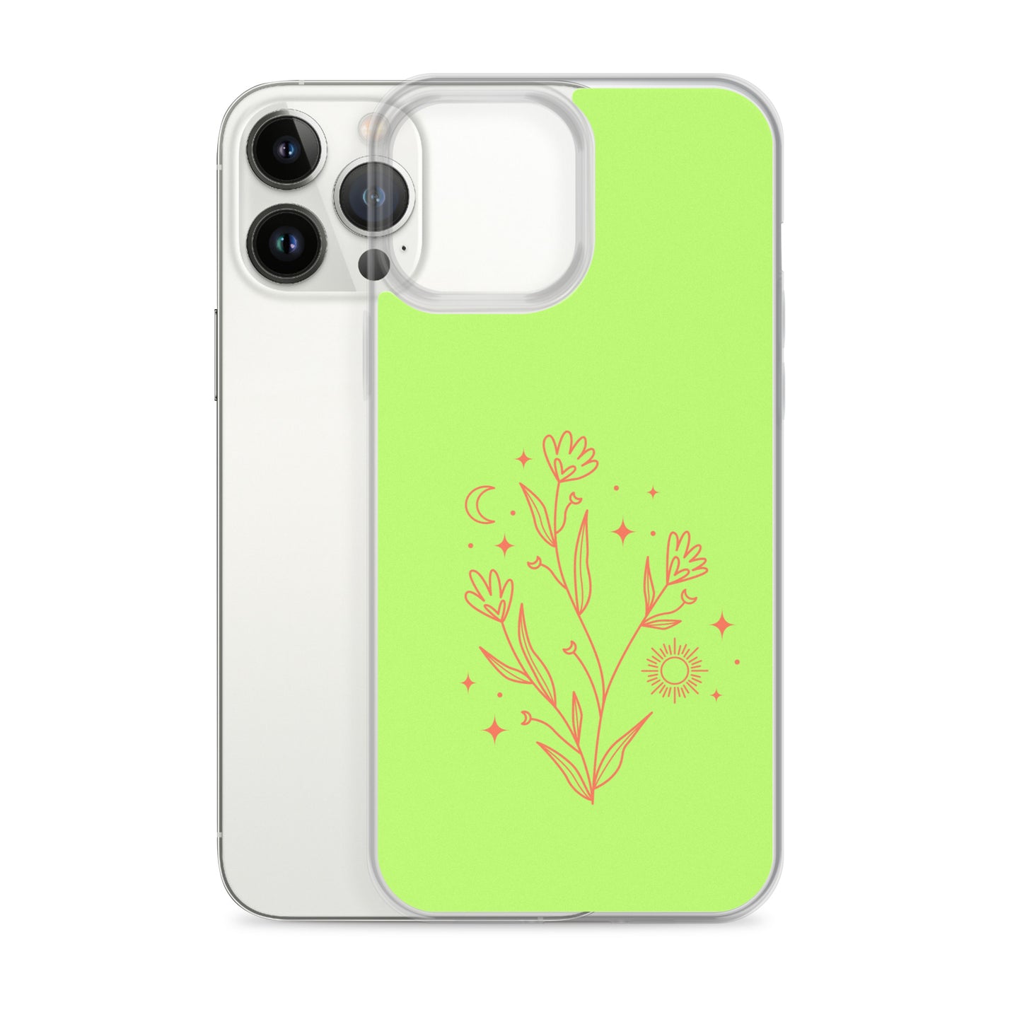 Abstract iPhone case flowers on light green BG