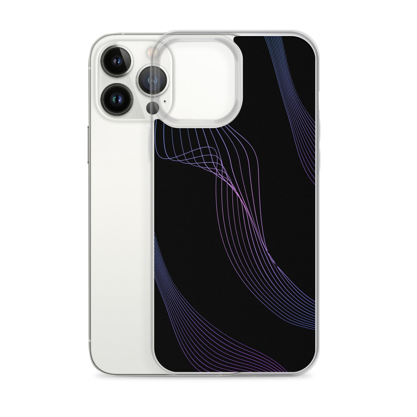 Abstract iPhone case black with blue/pink webbed lines