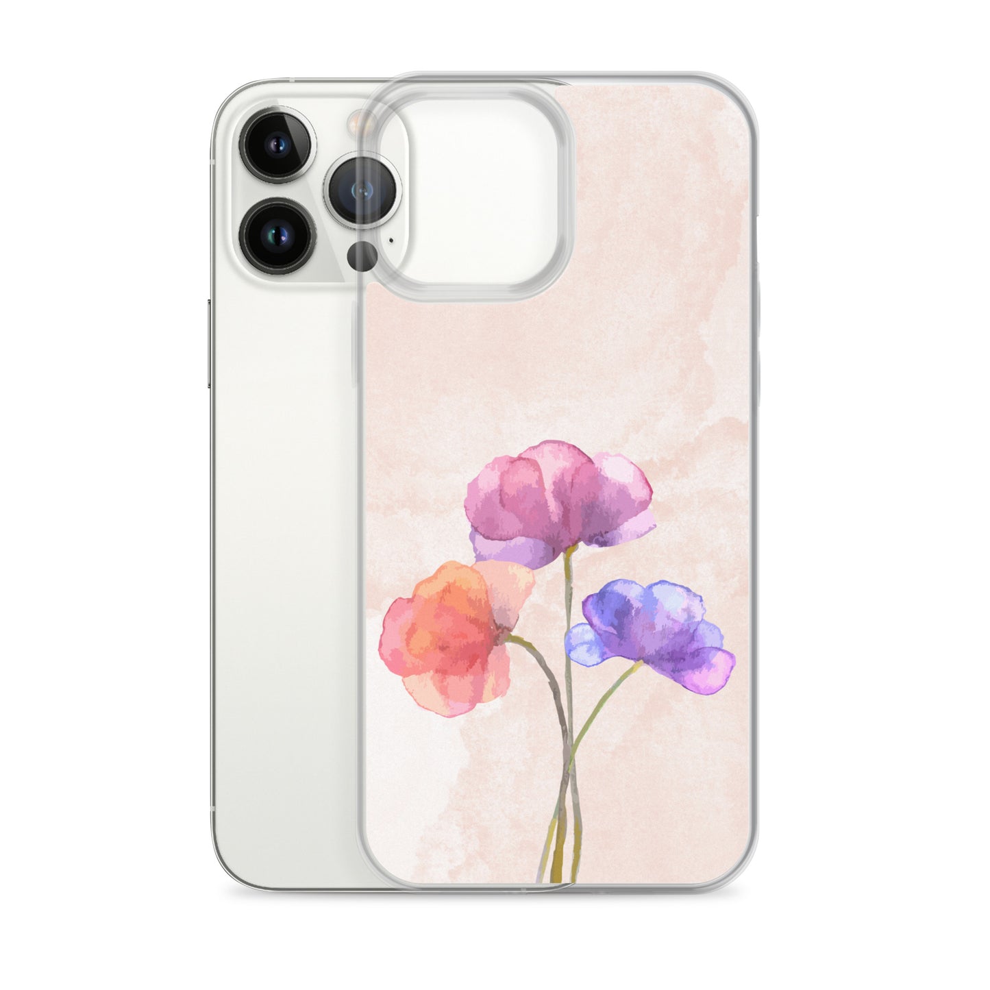 Abstract iPhone case 3 flowers on pink Bg