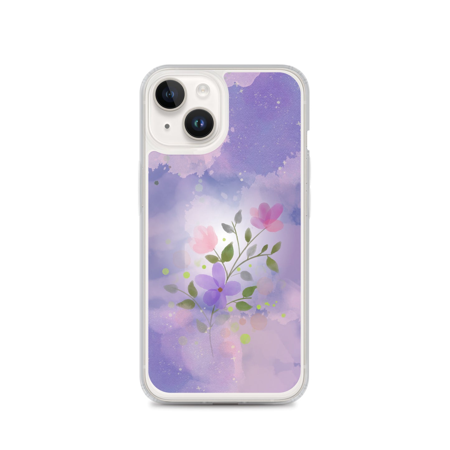 Abstract iPhone case flowers on a lilac Bg