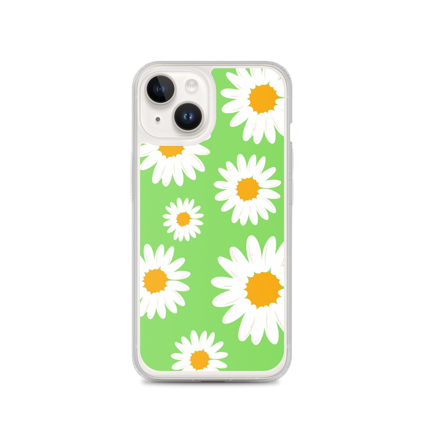 Abstract iPhone case daisies on a green BG