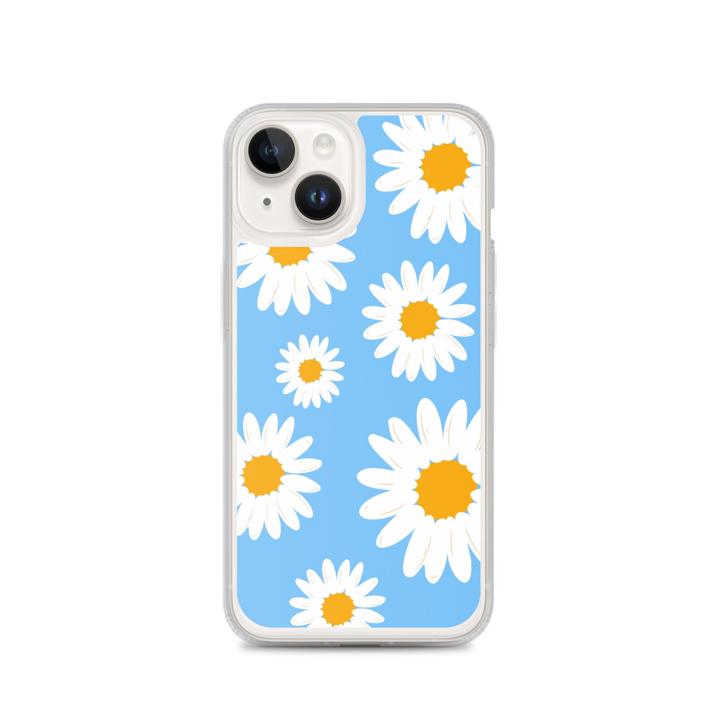 Abstract iPhone case Daisies on skyblue BG