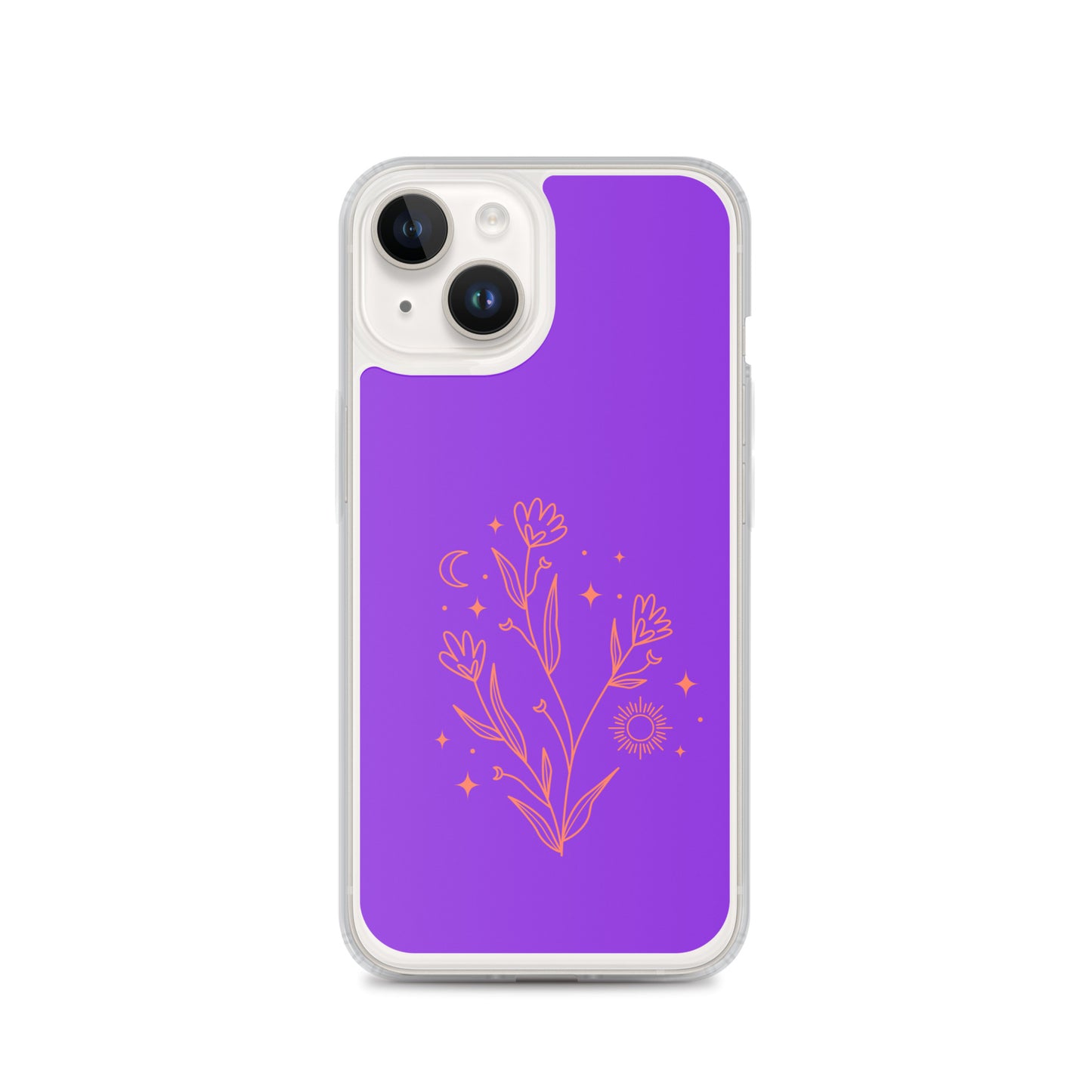 Abstract iPhone case red flowers on purple BG