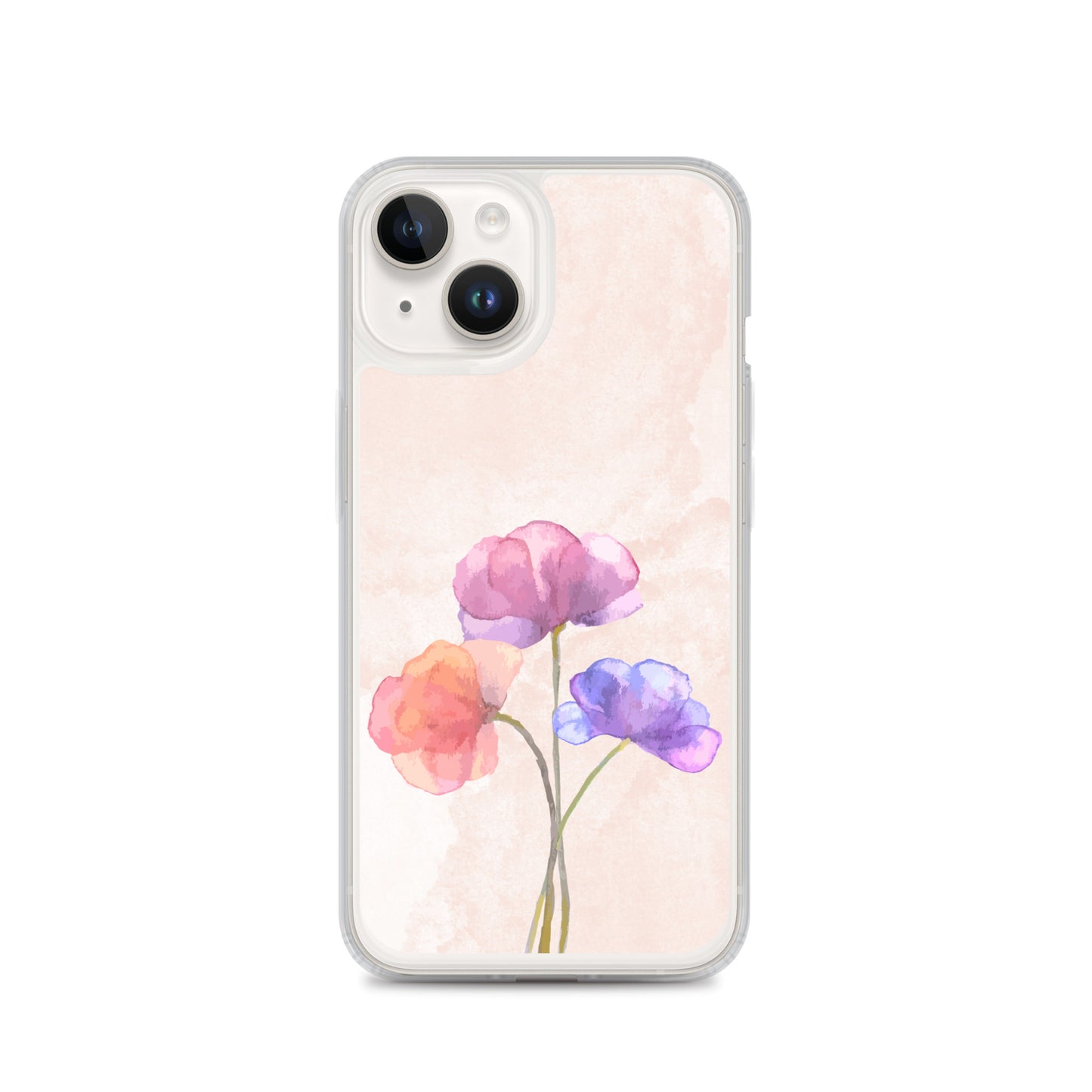 Abstract iPhone case 3 flowers on pink Bg