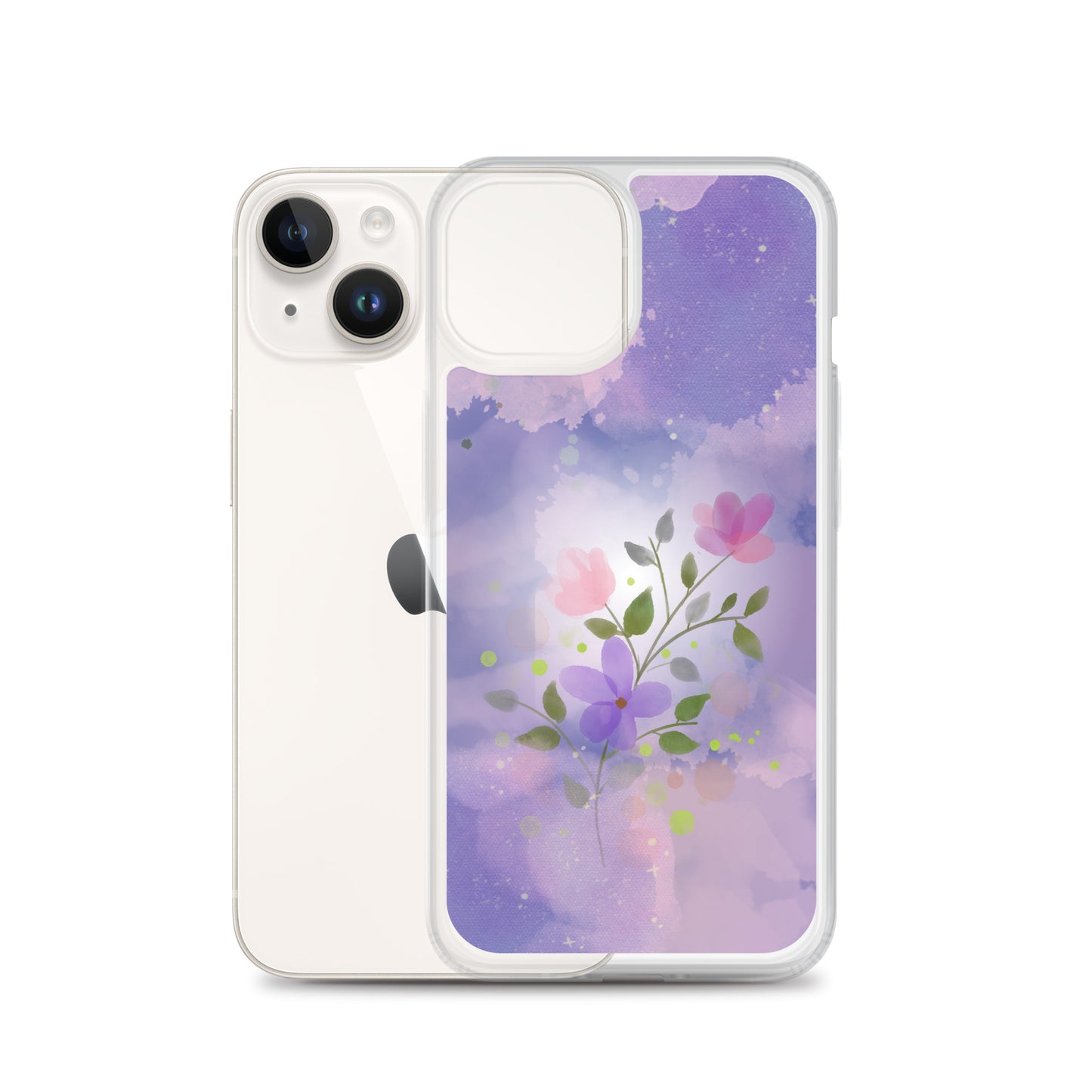 Abstract iPhone case flowers on a lilac Bg