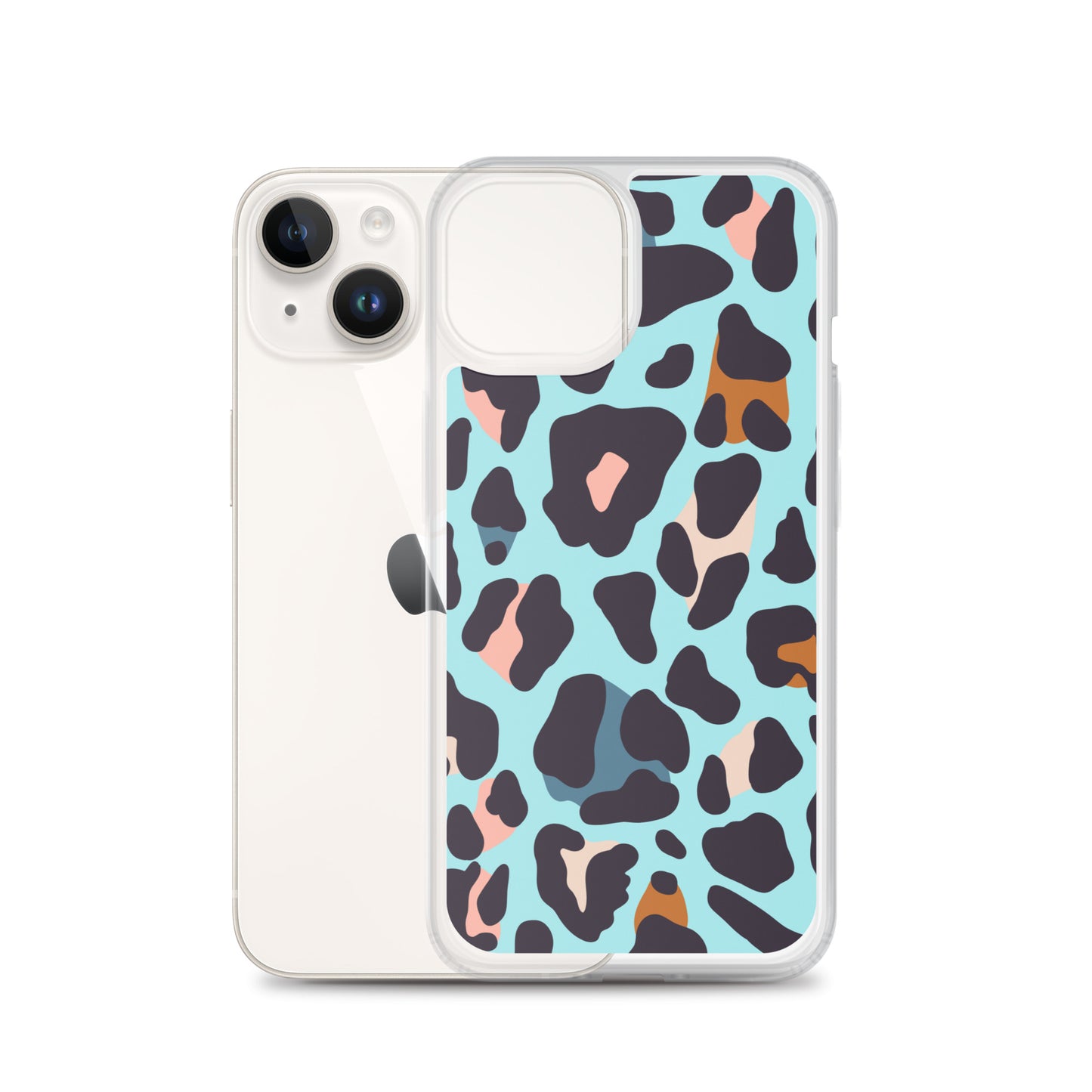 Abstract iPhone case blue leopard print