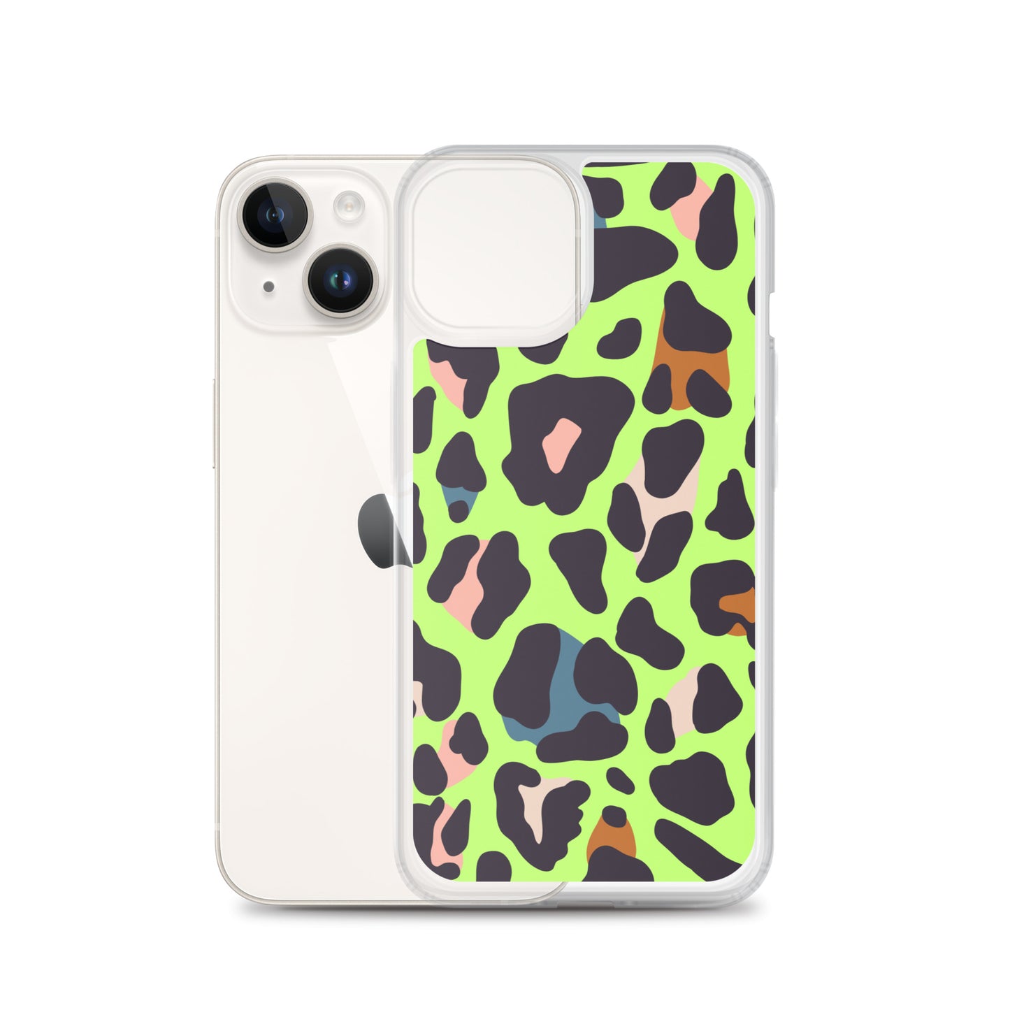 Abstract iPhone case lime leopard print