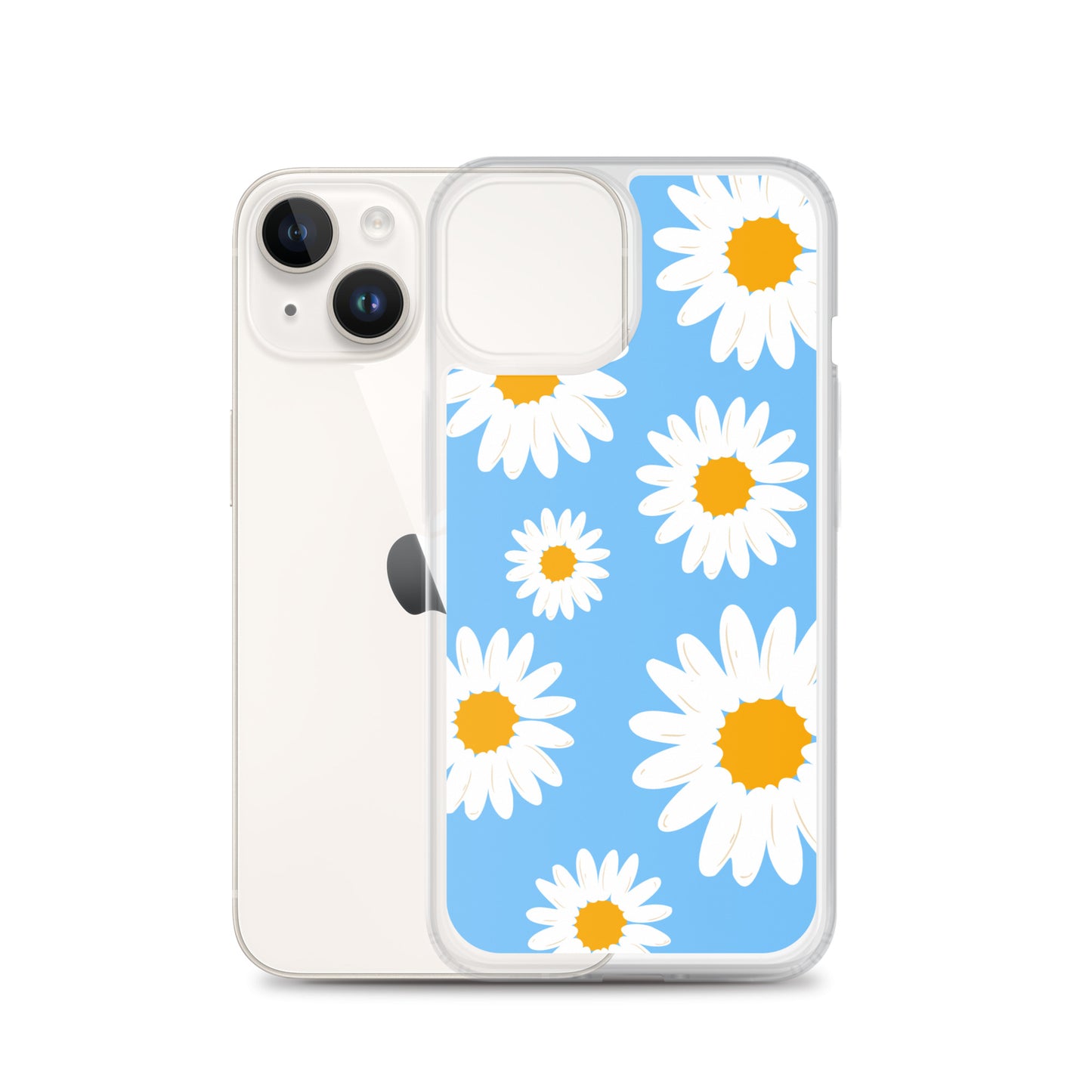 Abstract iPhone case Daisies on skyblue BG