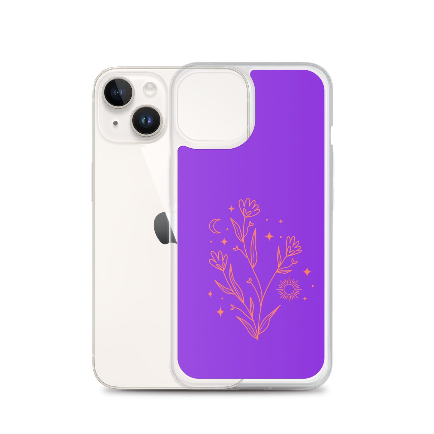 Abstract iPhone case red flowers on purple BG