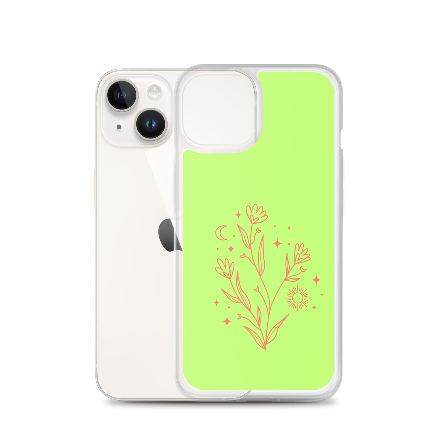 Abstract iPhone case flowers on light green BG