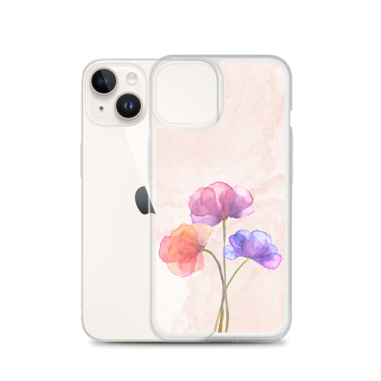 Abstract iPhone case 3 flowers on pink Bg