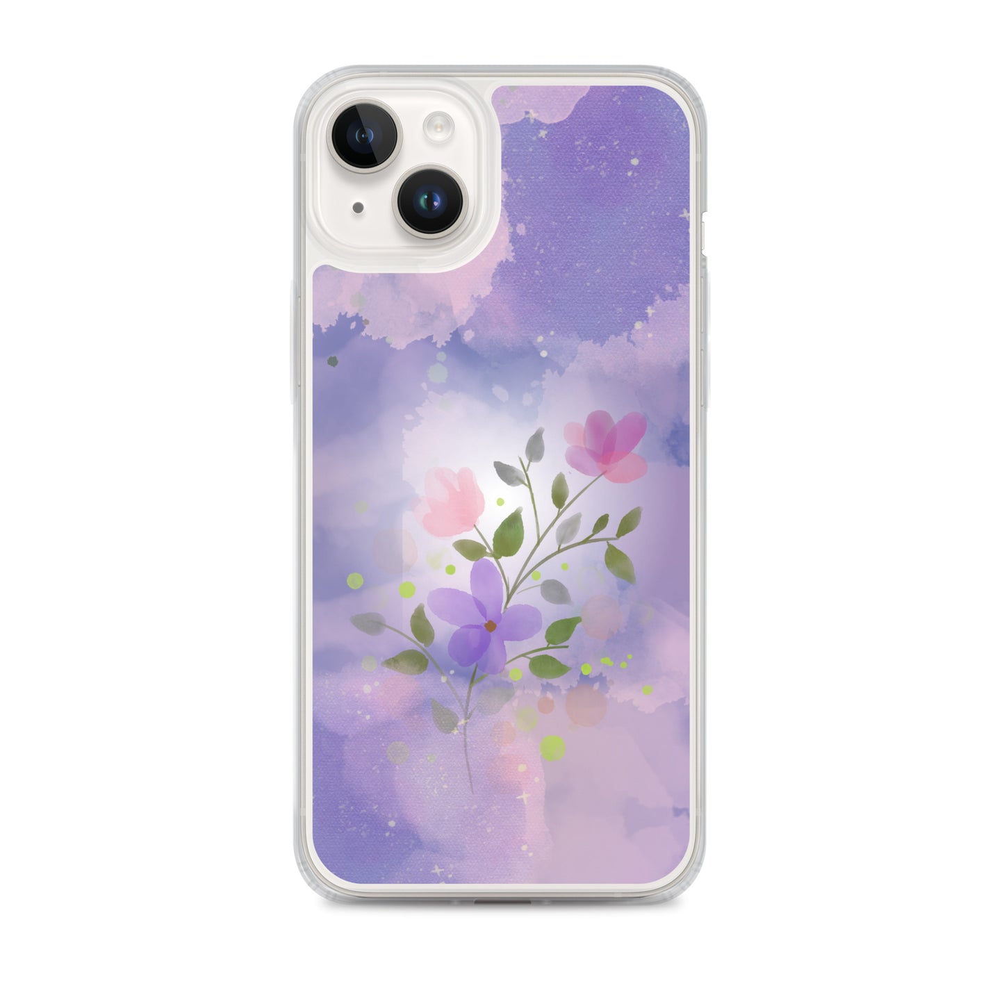 Abstract iPhone case flowers on a lilac Bg