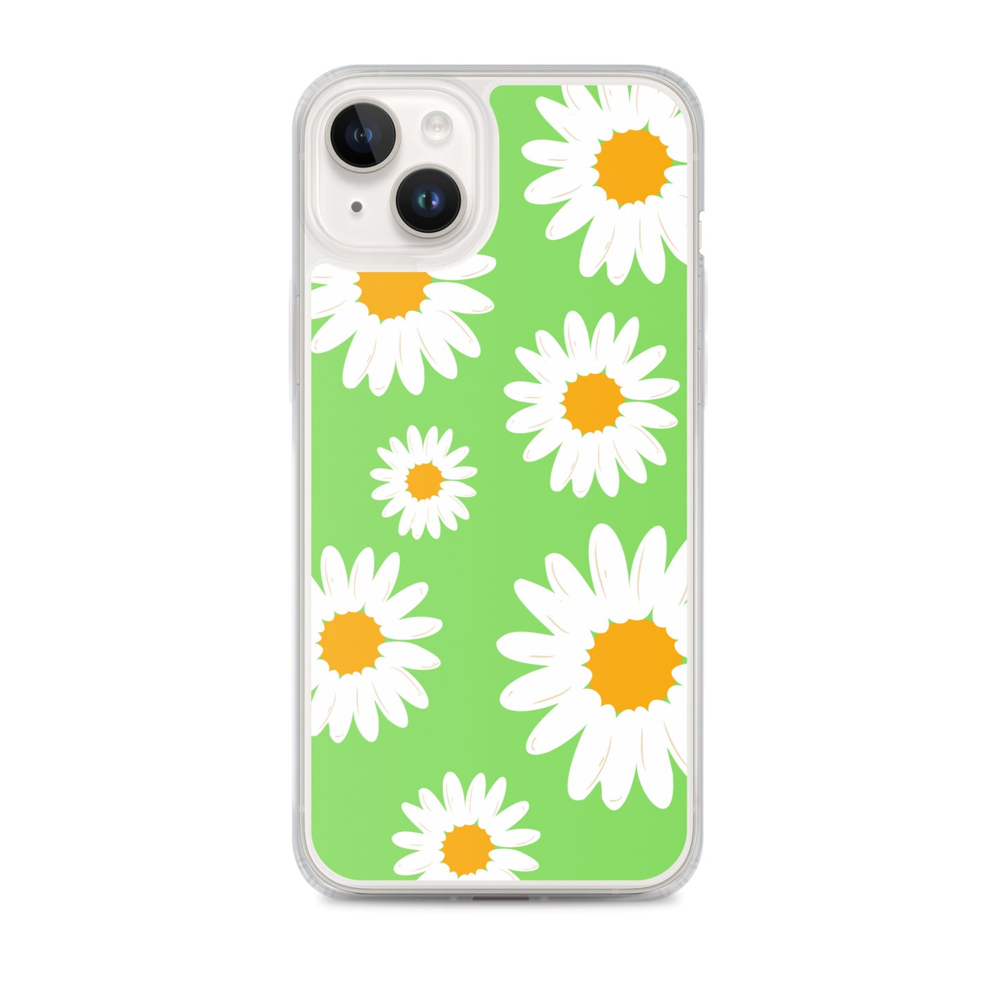 Abstract iPhone case daisies on a green BG