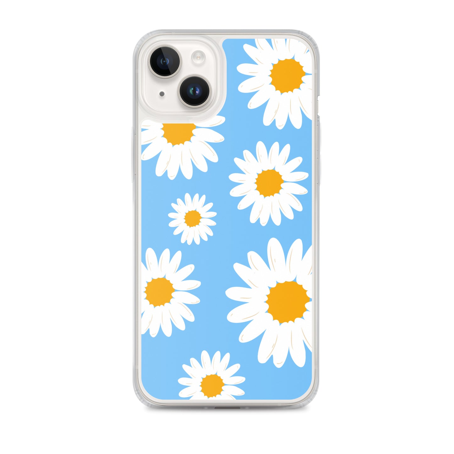 Abstract iPhone case Daisies on skyblue BG