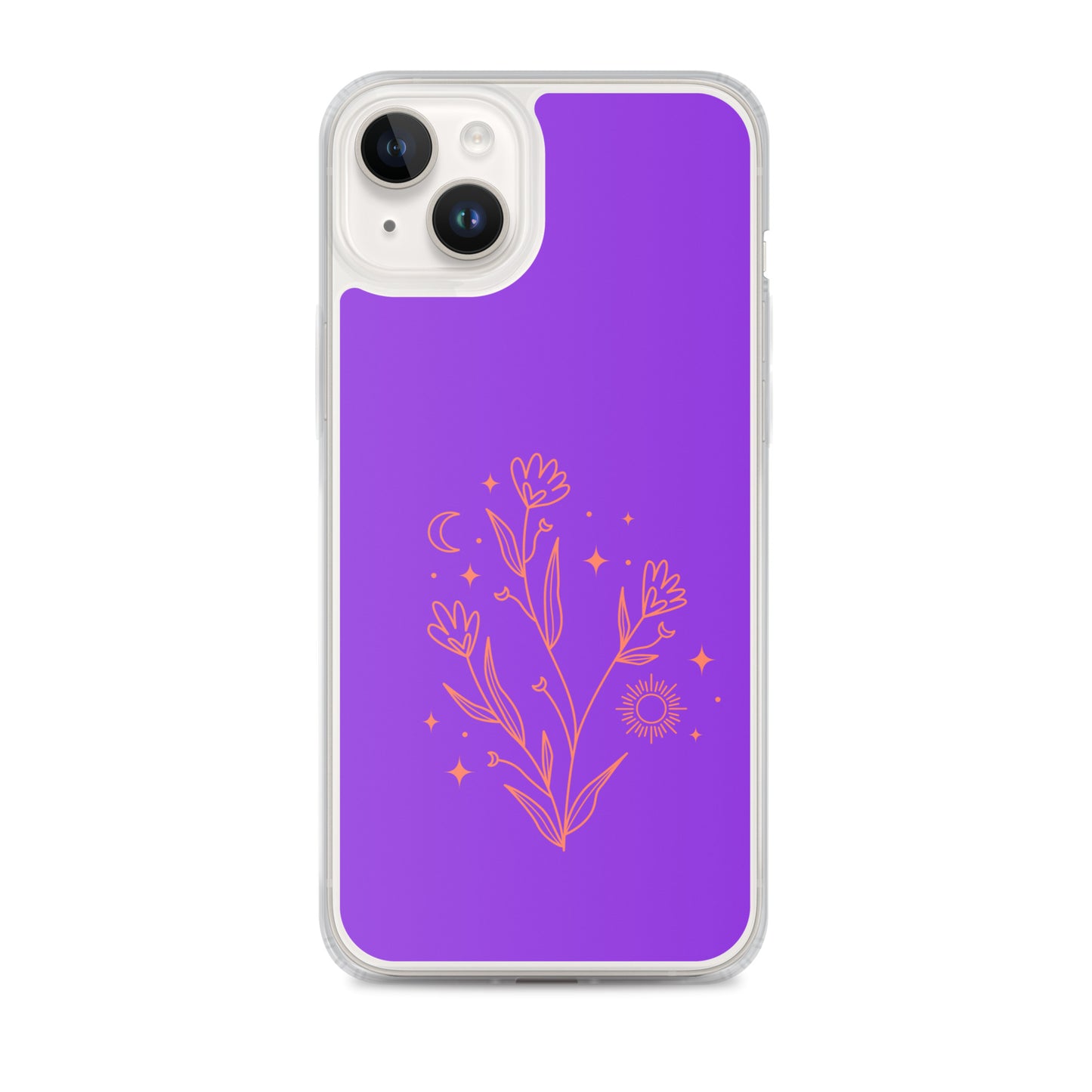 Abstract iPhone case red flowers on purple BG