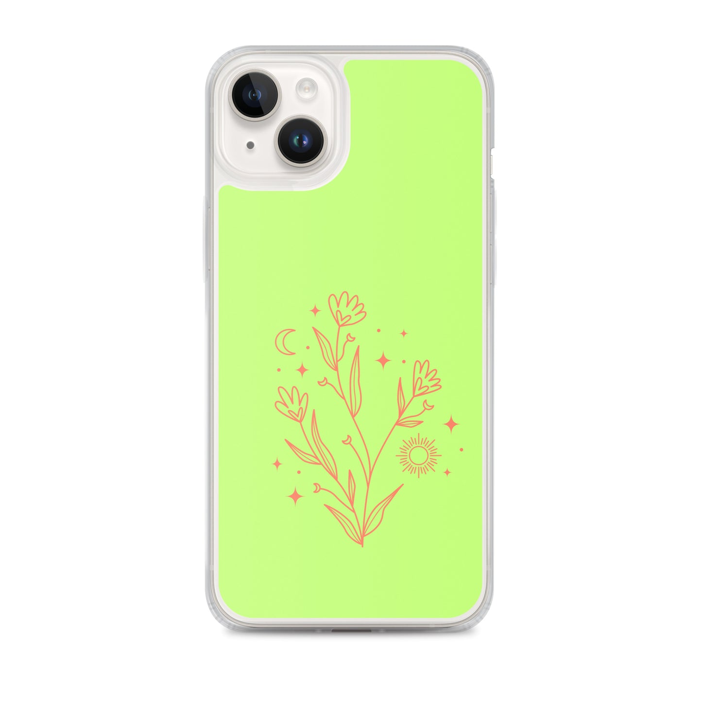 Abstract iPhone case flowers on light green BG